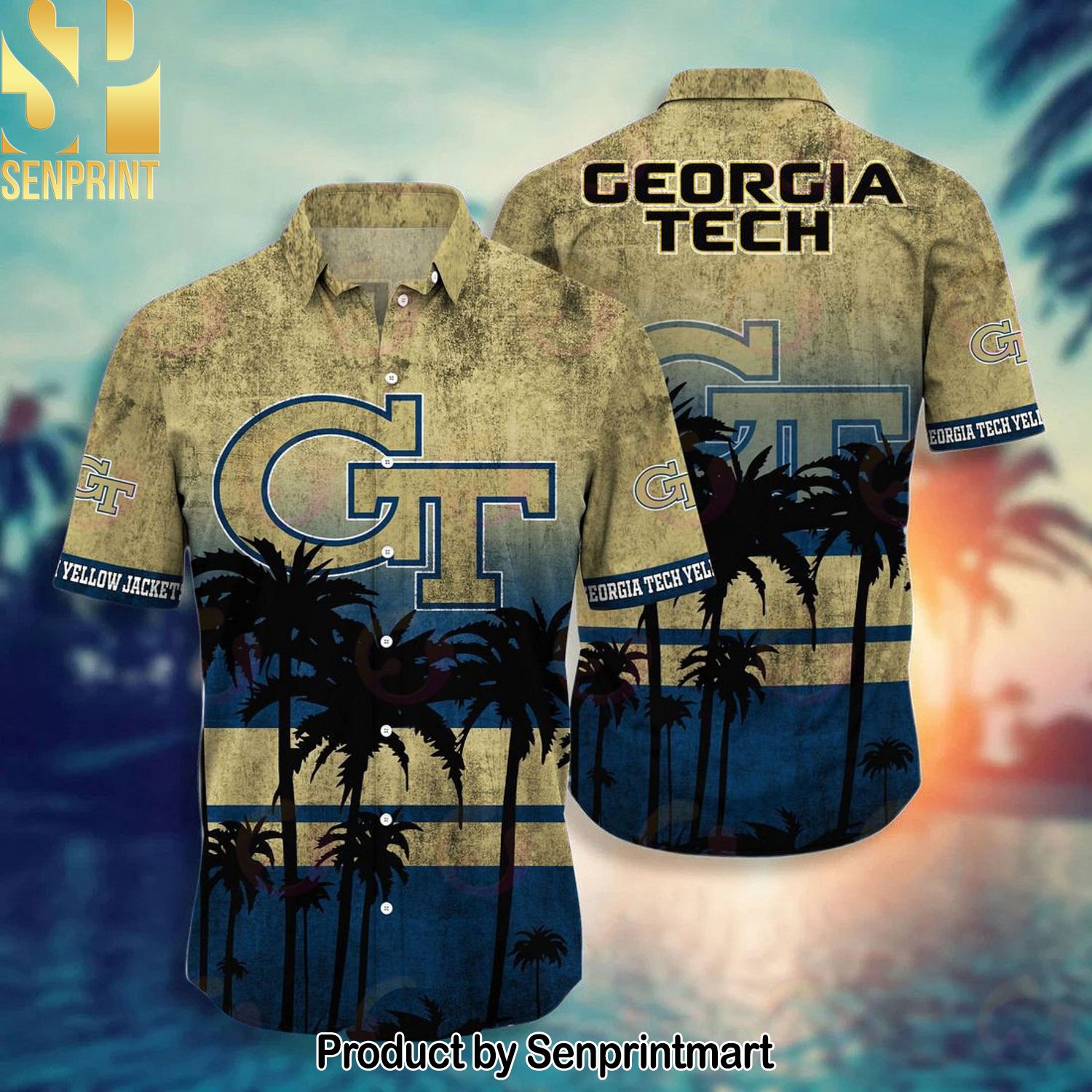 Georgia Tech Yellow Jackets Combo Full Printing Hawaiian Shirt and Shorts