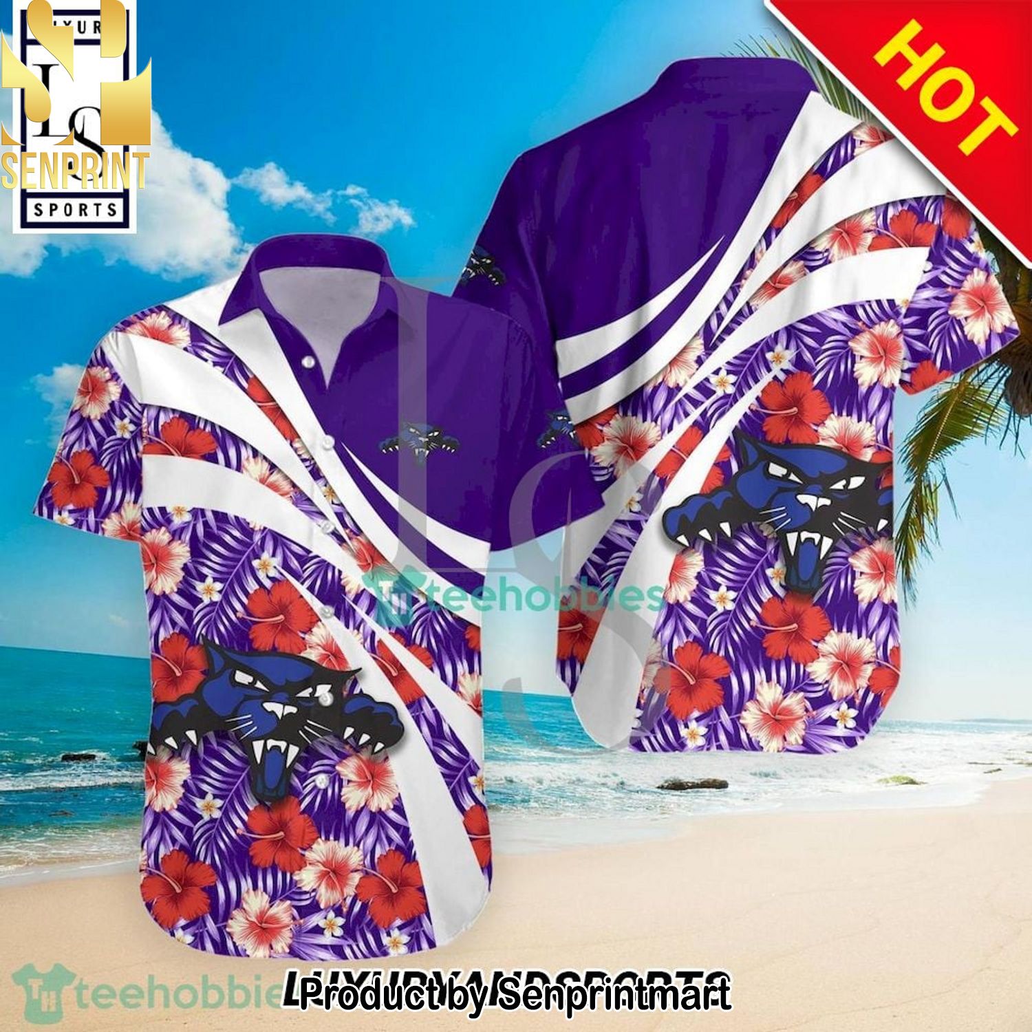 High Point Panthers NCAA Hibiscus Tropical Flower Classic All Over Print Hawaiian Shirt and Shorts