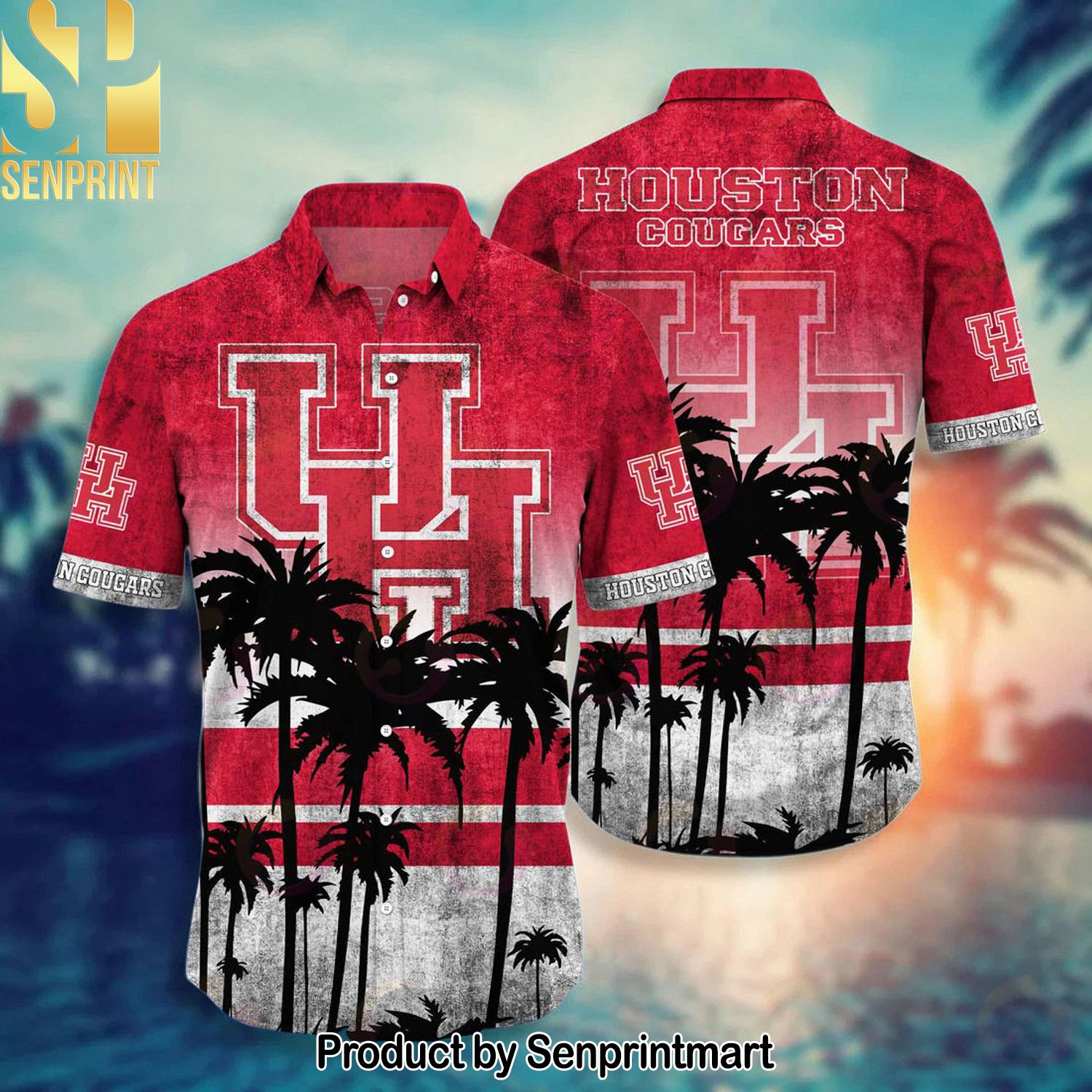 Houston Cougars All Over Printed Classic Hawaiian Shirt and Shorts