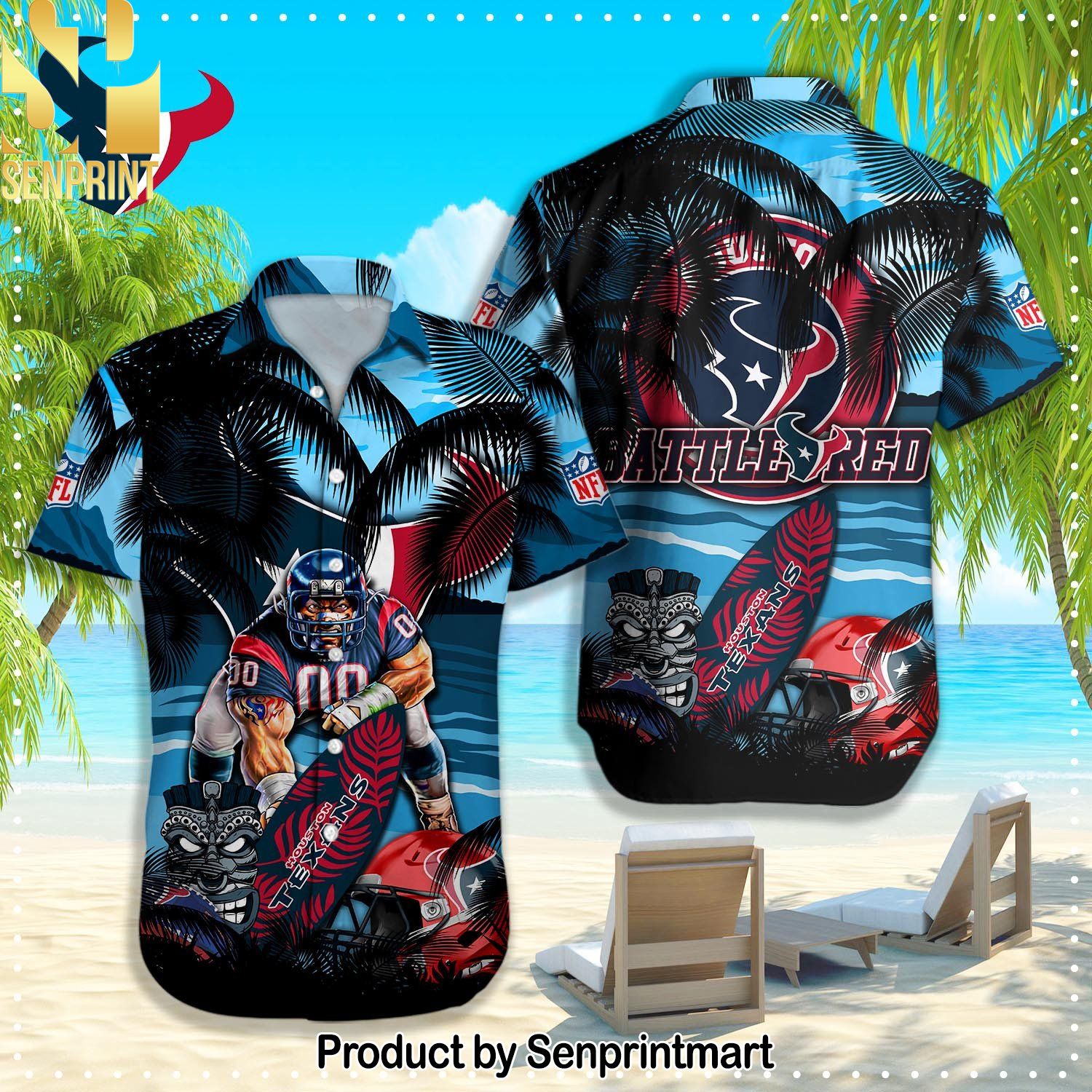 Houston Texans NFL Hot Version All Over Printed Hawaiian Shirt and Shorts