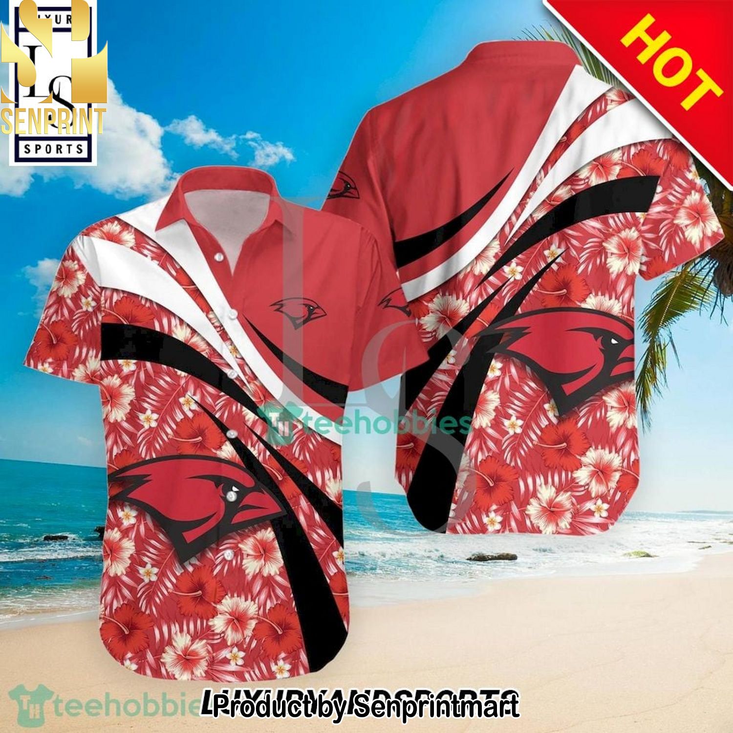 Incarnate Word Cardinals NCAA Hibiscus Tropical Flower Full Printed Classic Hawaiian Shirt and Shorts