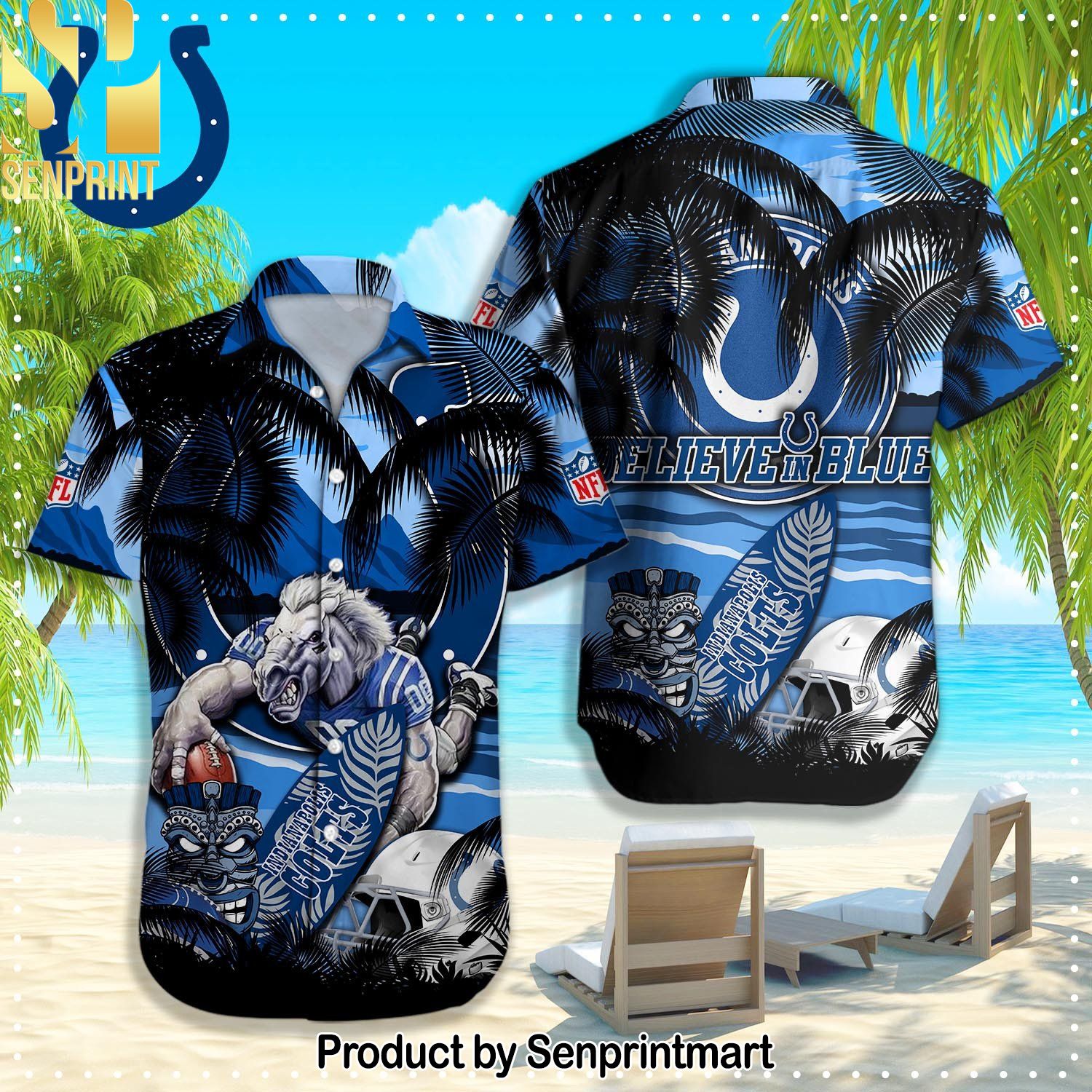 Indianapolis Colts NFL Full Print Hawaiian Shirt and Shorts