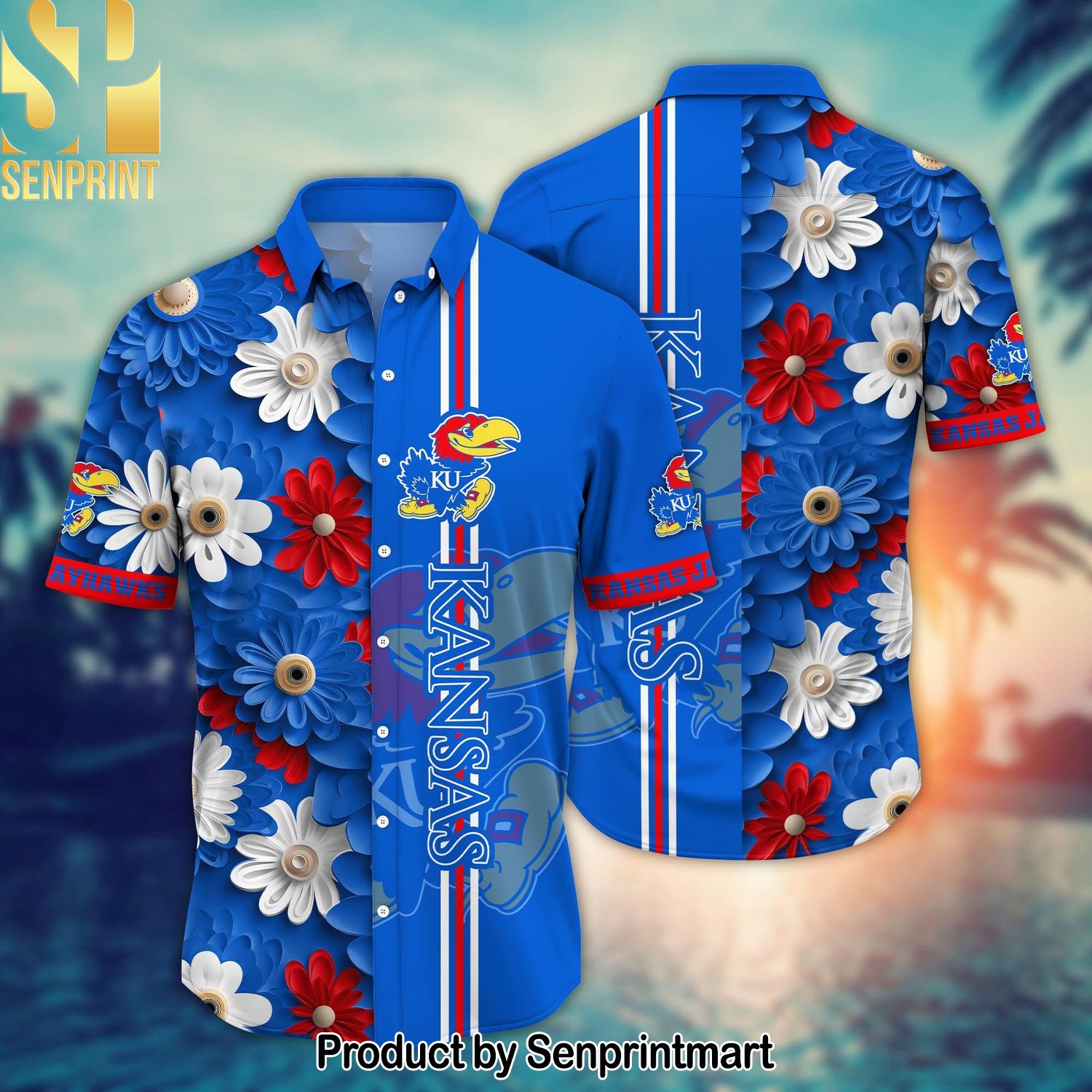 Kansas Jayhawks NCAA Flower For Fans Full Printed Hawaiian Shirt and Shorts