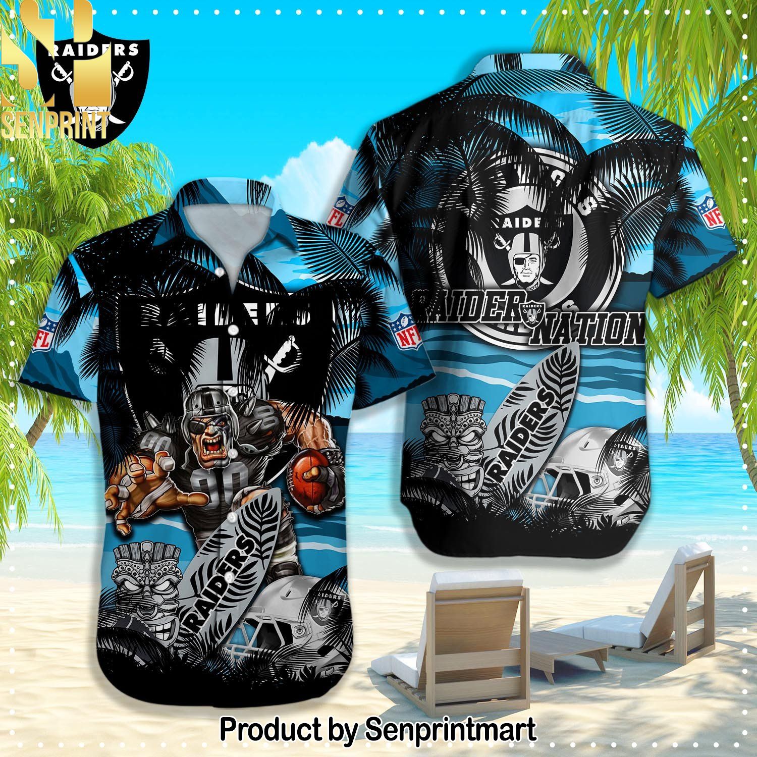 Las Vegas Raiders NFL New Outfit Full Printed Hawaiian Shirt and Shorts