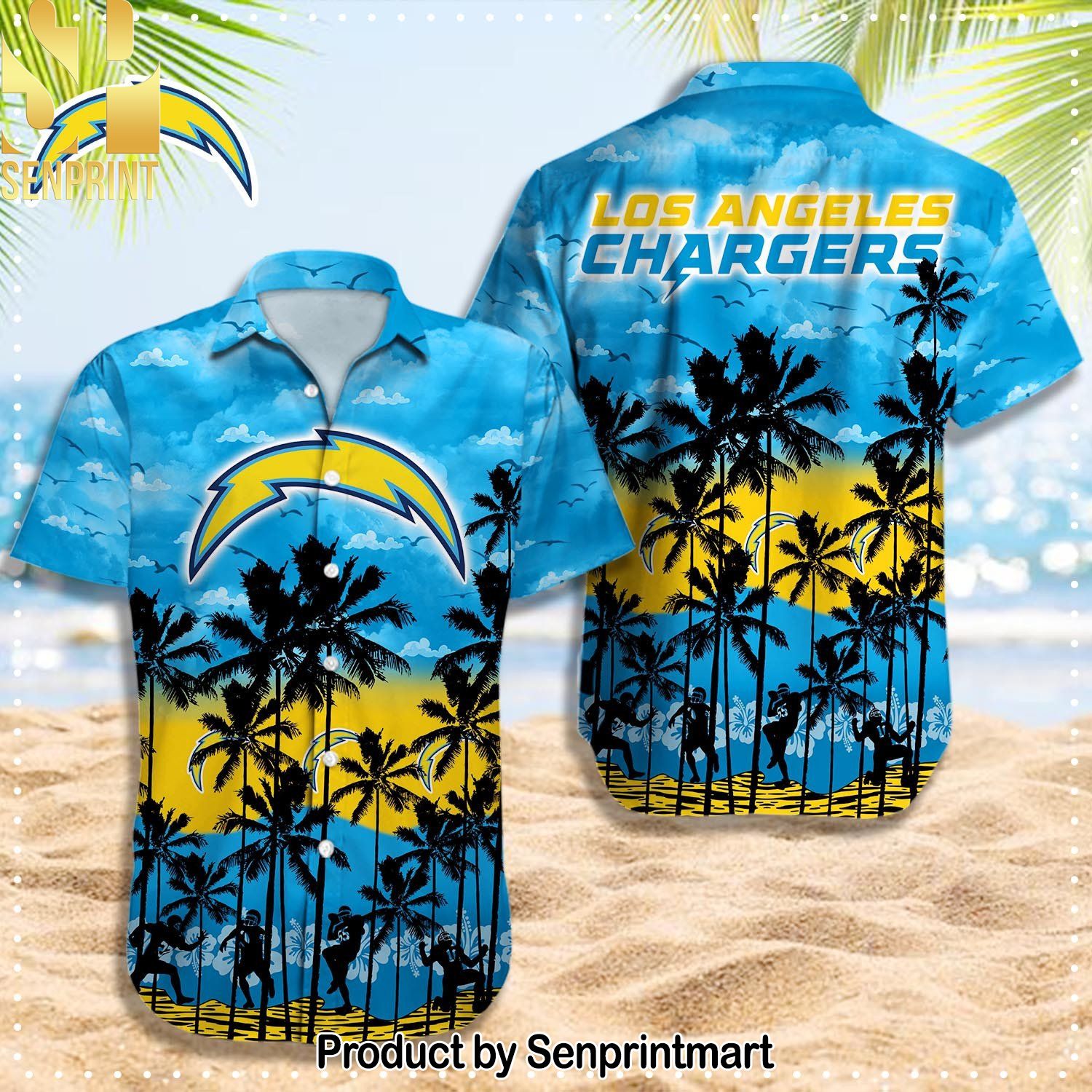 Los Angeles Chargers NFL Classic Full Printed Hawaiian Shirt and Shorts