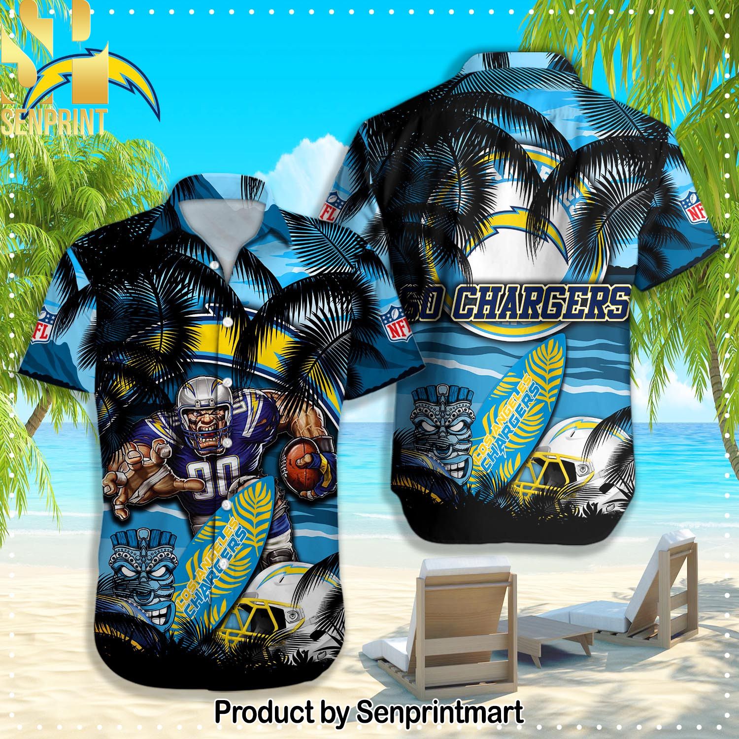 Los Angeles Chargers NFL Combo Full Printing Hawaiian Shirt and Shorts