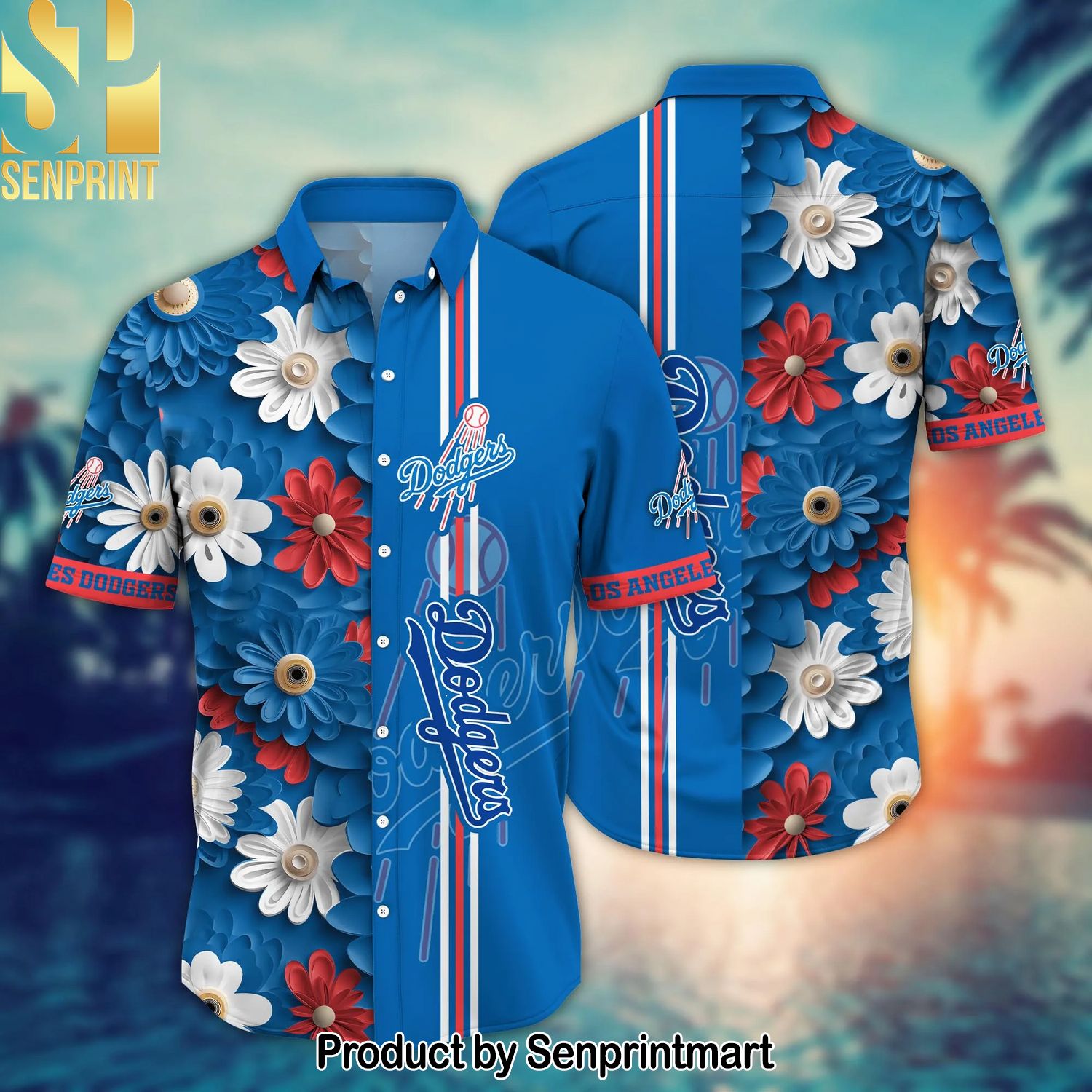 Los Angeles Dodgers MLB Flower For Fans 3D Hawaiian Shirt and Shorts