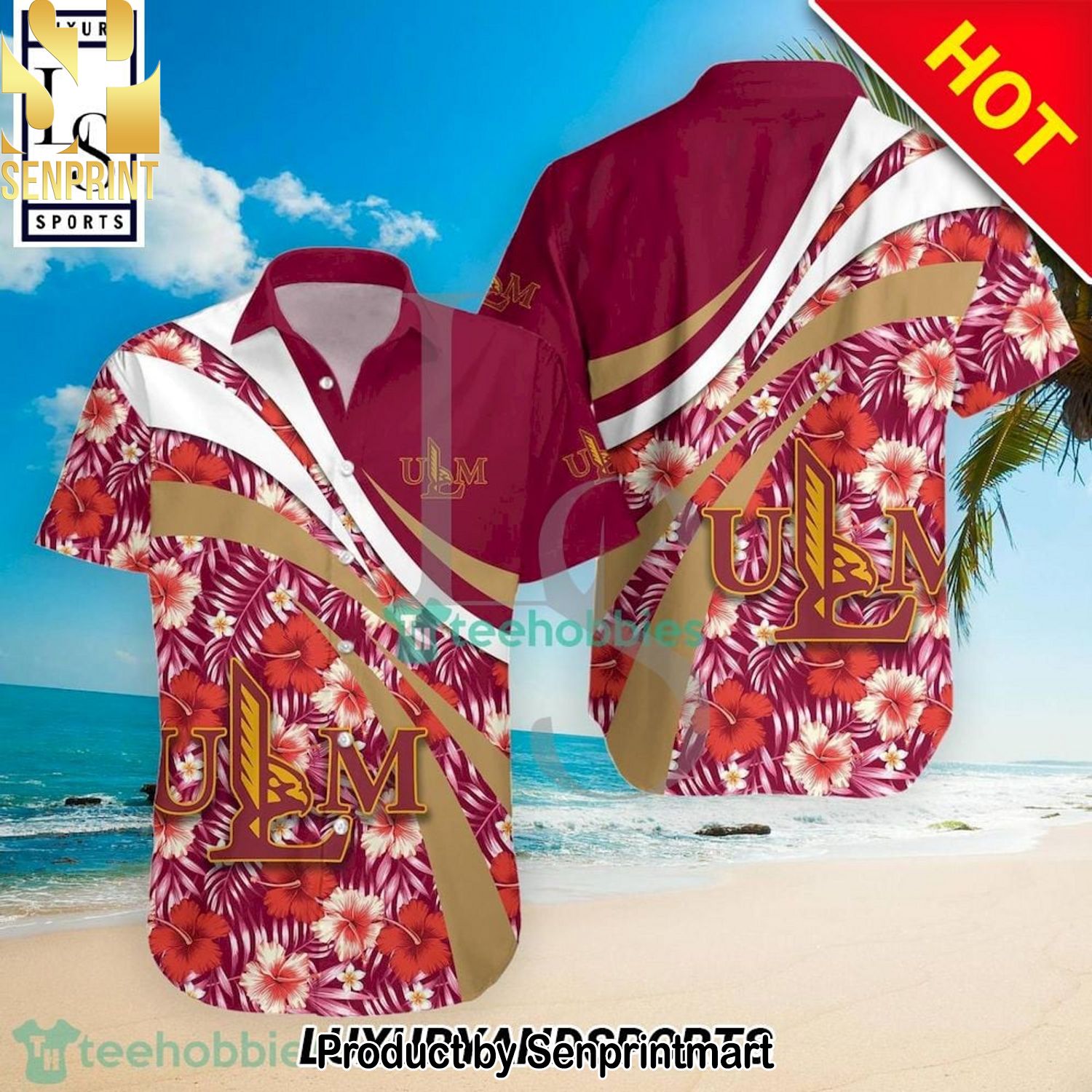 Louisiana-Monroe Warhawks NCAA Hibiscus Tropical Flower For Fans All Over Print Hawaiian Shirt and Shorts