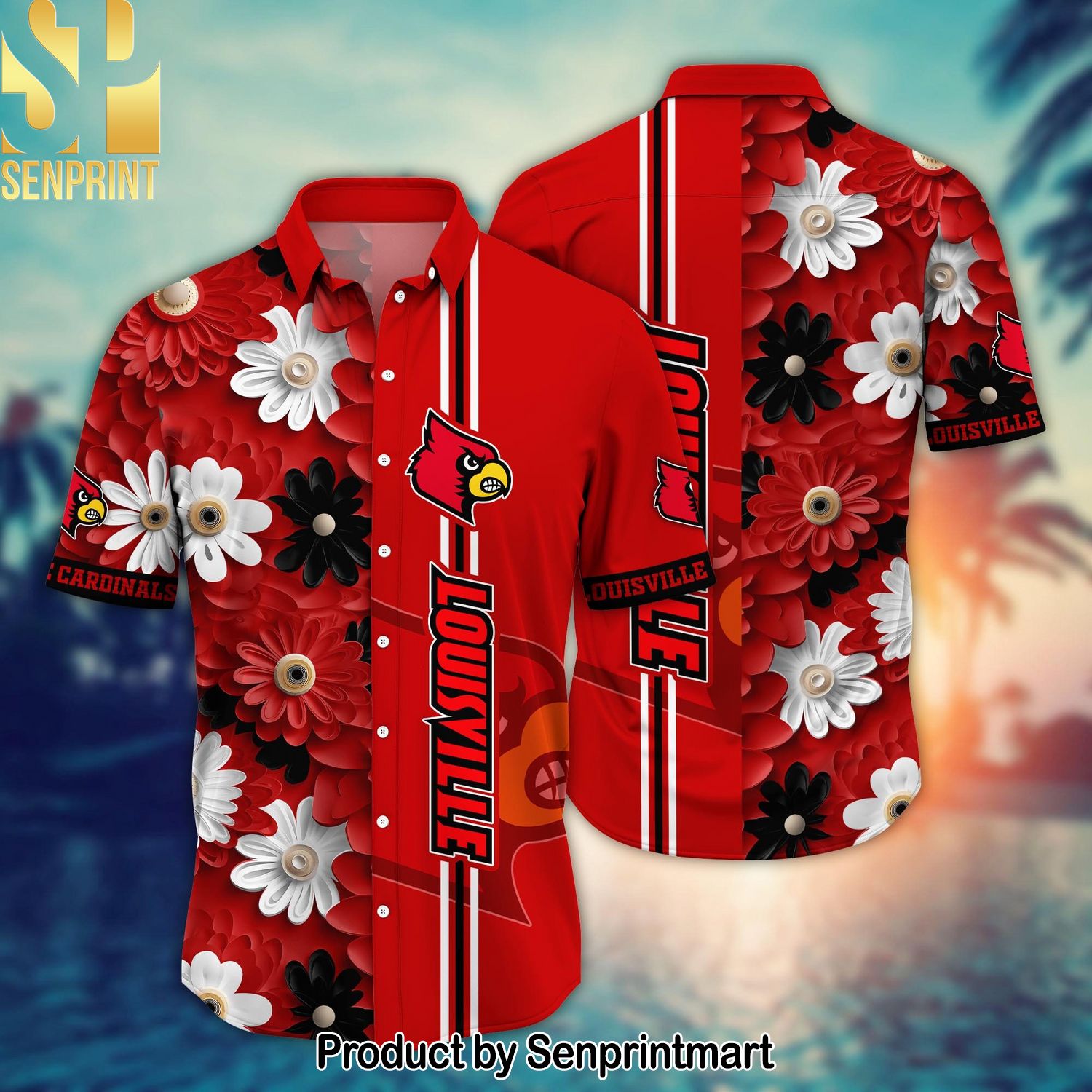 Louisville Cardinals NCAA Flower Best Combo 3D Hawaiian Shirt and Shorts