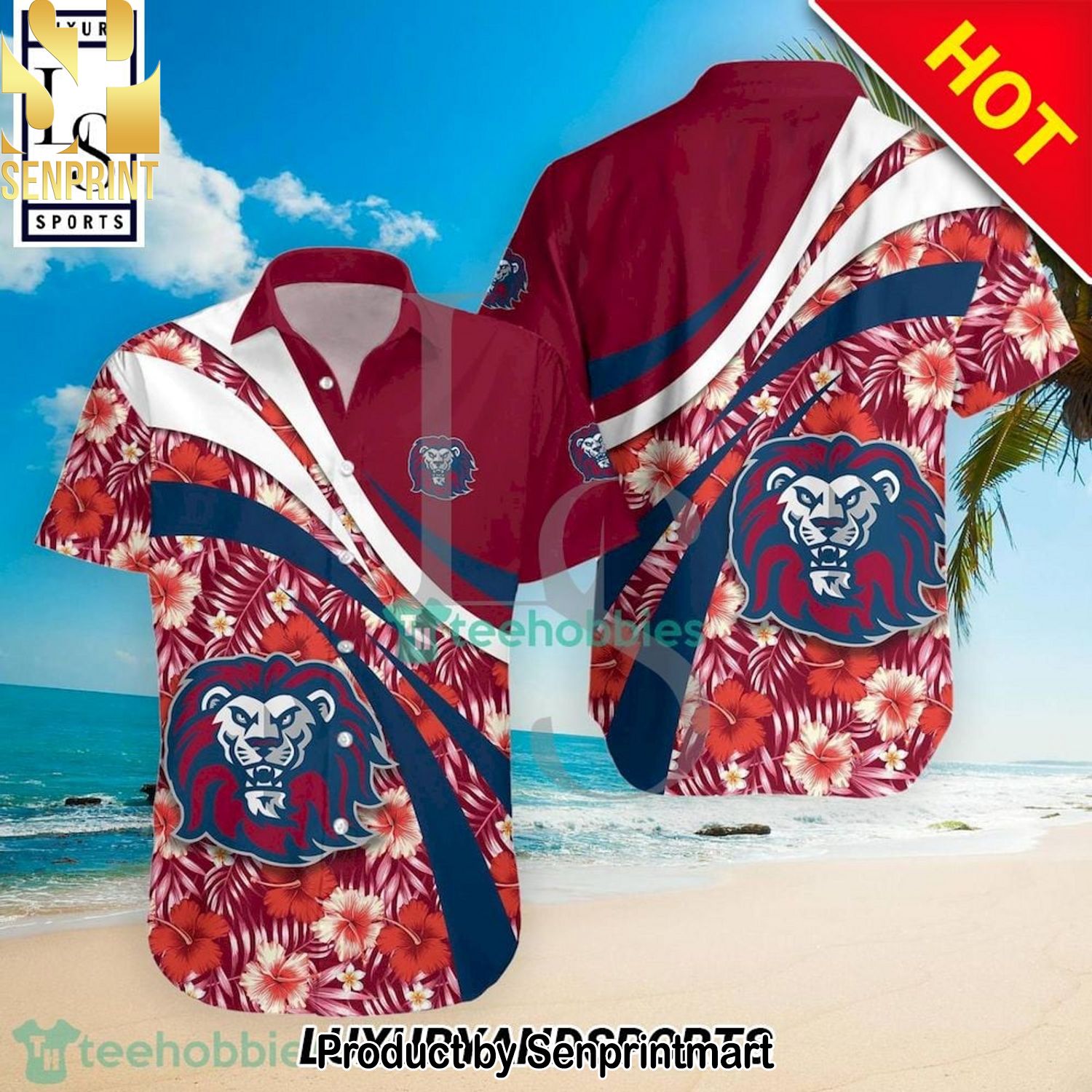 Loyola Marymount Lions NCAA Hibiscus Tropical Flower For Fans All Over Printed Hawaiian Shirt and Shorts