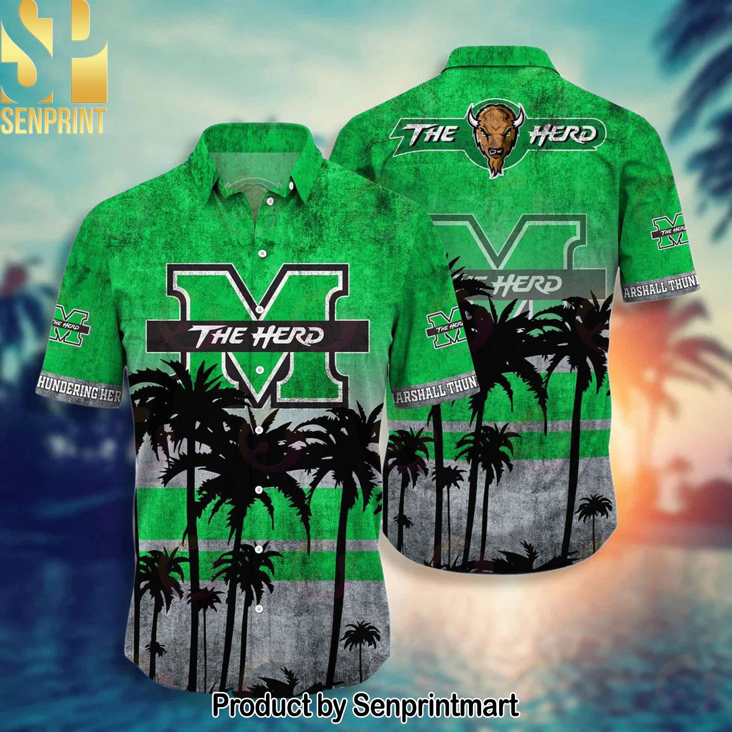 Marshall Thundering Herd Hot Fashion 3D Hawaiian Shirt and Shorts