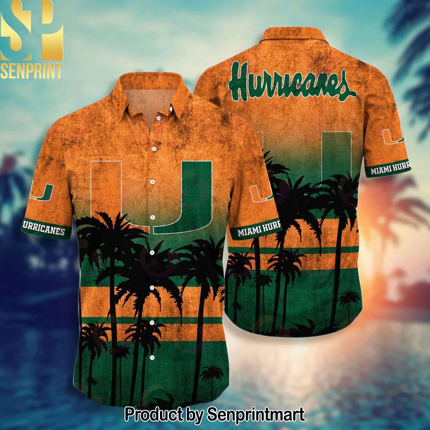 Miami Hurricanes Classic Full Printing Hawaiian Shirt and Shorts