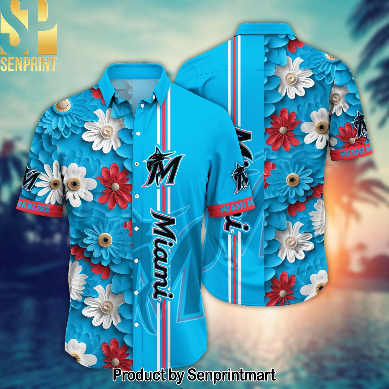 Miami Marlins MLB Flower Casual Hawaiian Shirt and Shorts