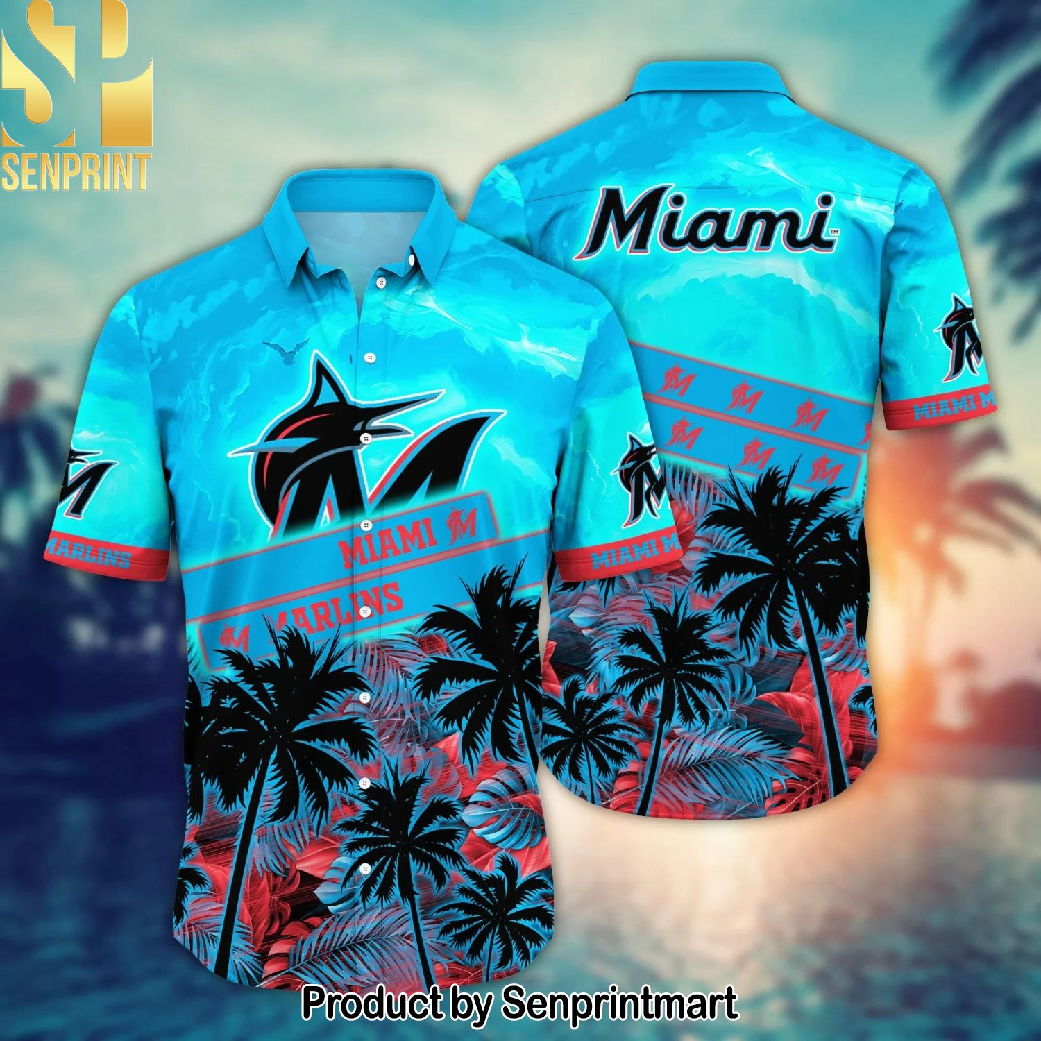 Miami Marlins MLB Flower Pattern Hawaiian Shirt and Shorts