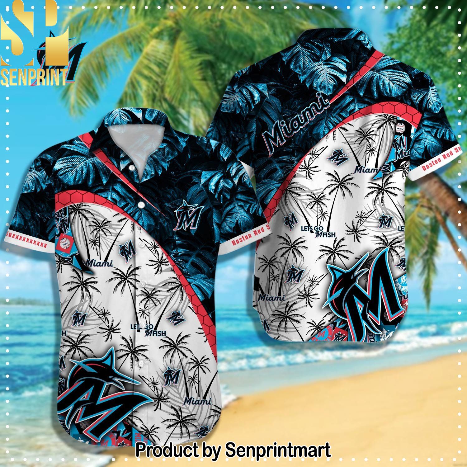 Miami Marlins MLB Pattern Full Printed Hawaiian Shirt and Shorts