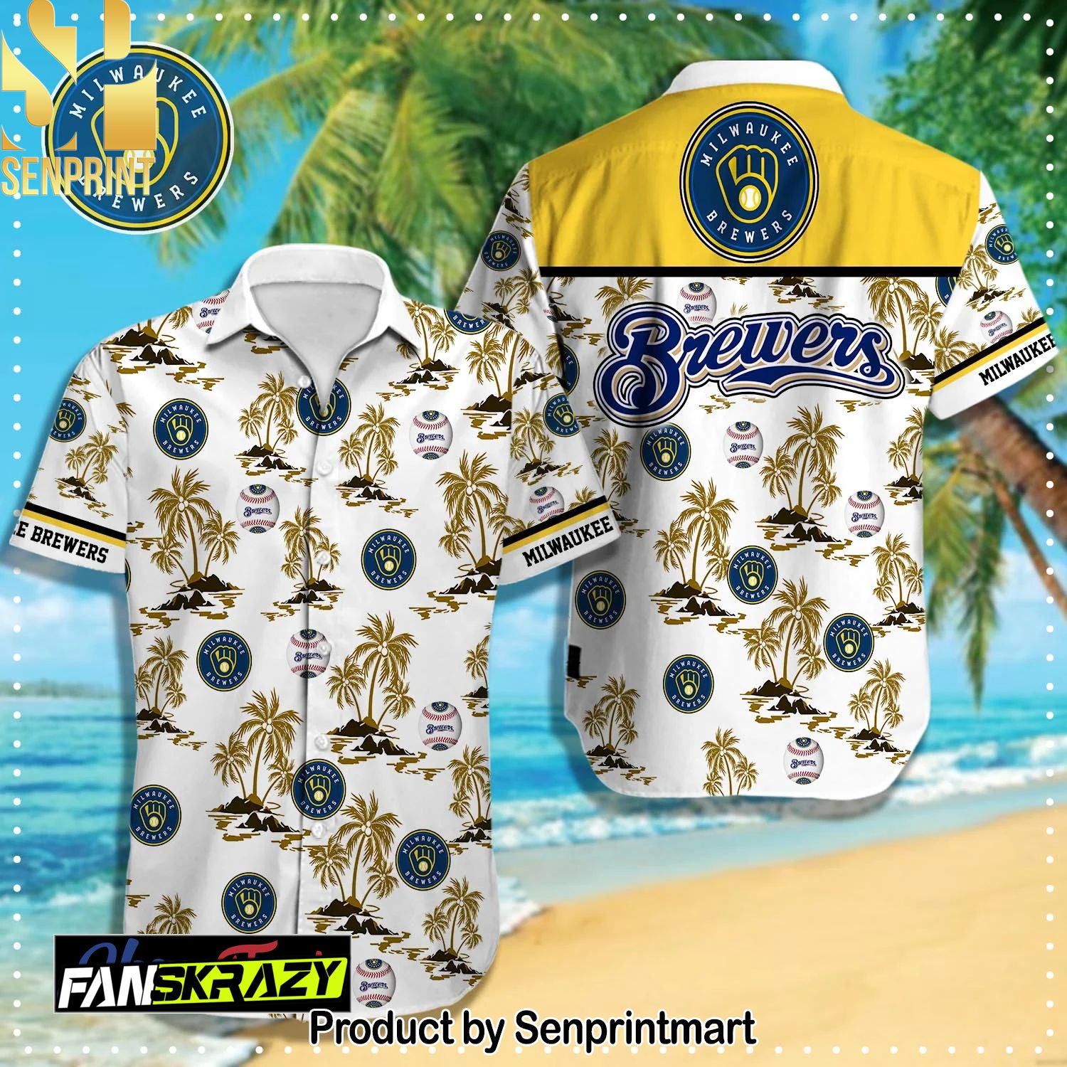Milwaukee Brewers MLB Classic All Over Printed Hawaiian Shirt and Shorts
