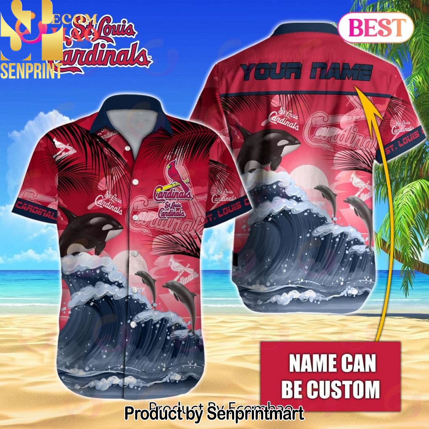 MLB St. Louis Cardinals Hawaiian Design Dolphins New Outfit Full Printed Hawaiian Shirt and Shorts