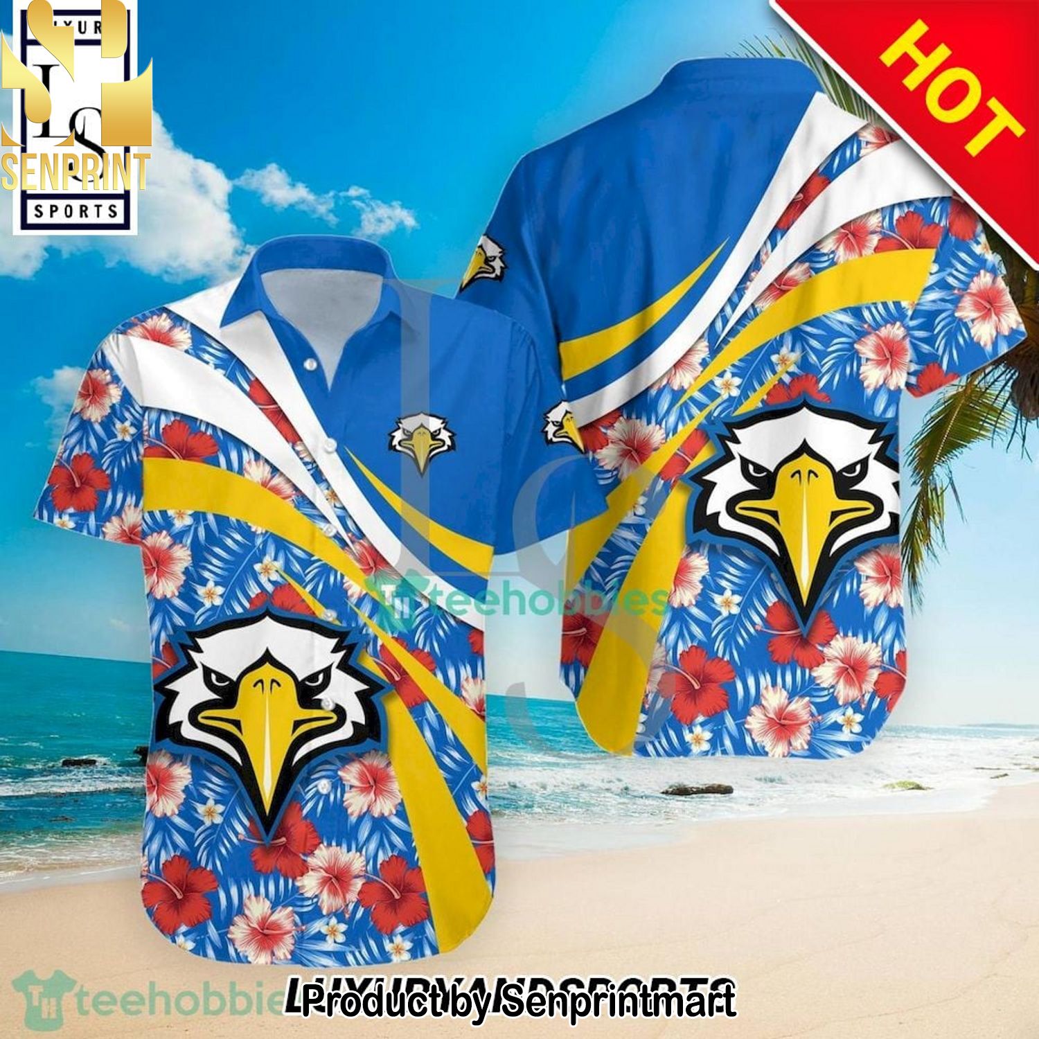 Morehead State Eagles NCAA Hibiscus Tropical Flower Full Printed Unisex Hawaiian Shirt and Shorts