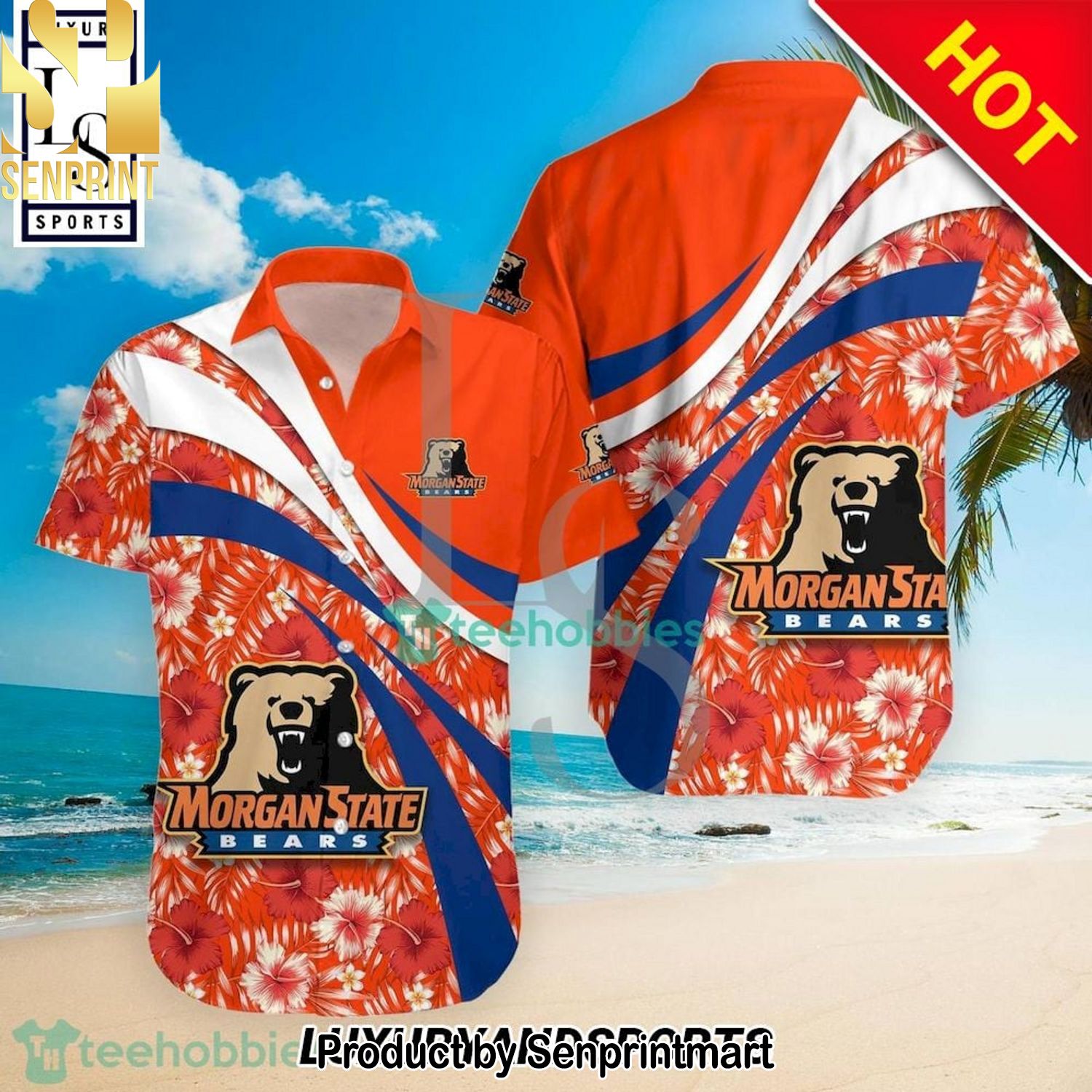 Morgan State Bears NCAA Hibiscus Tropical Flower For Fan Full Printing Hawaiian Shirt and Shorts