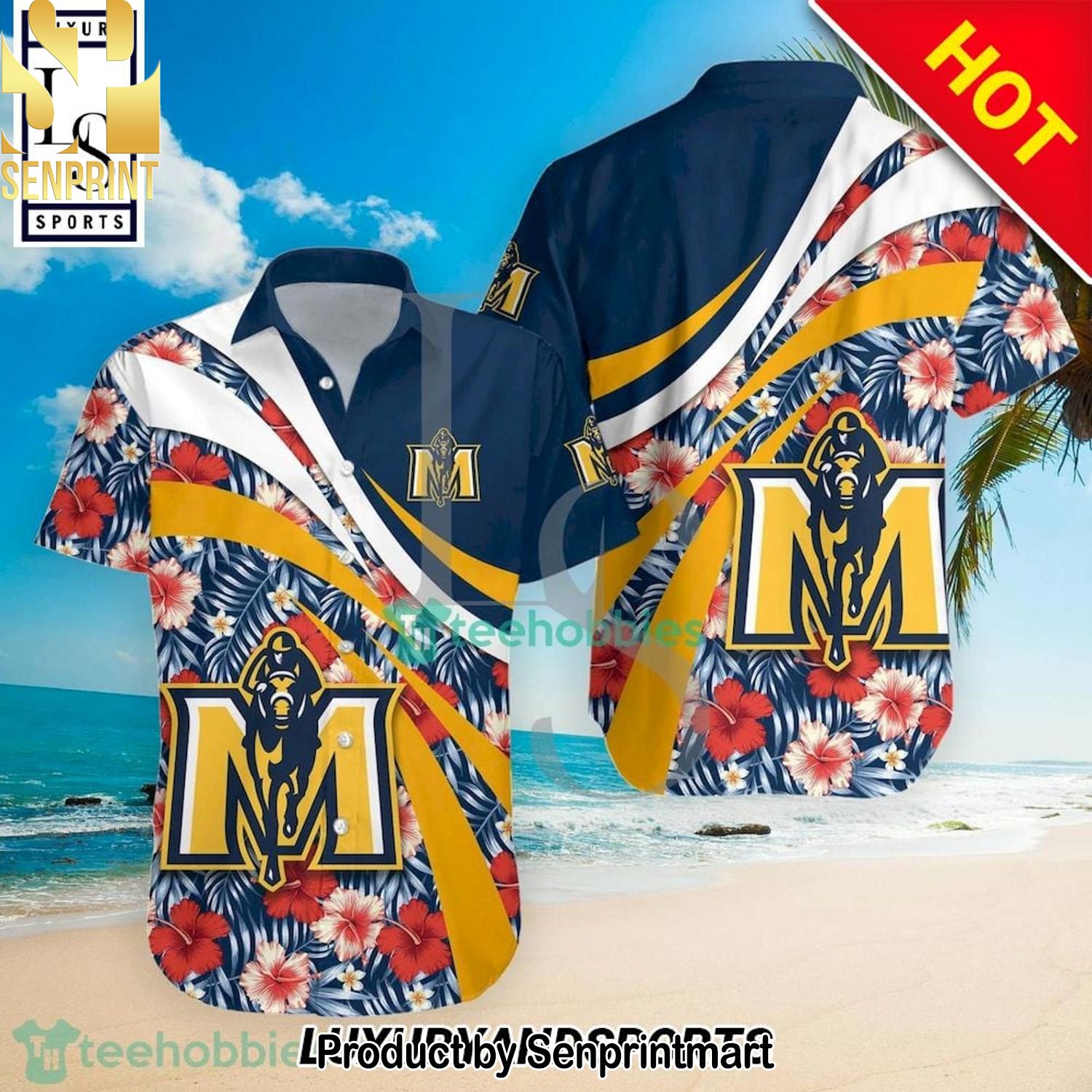 Murray State Racers NCAA Hibiscus Tropical Flower For Fan Full Printed Hawaiian Shirt and Shorts