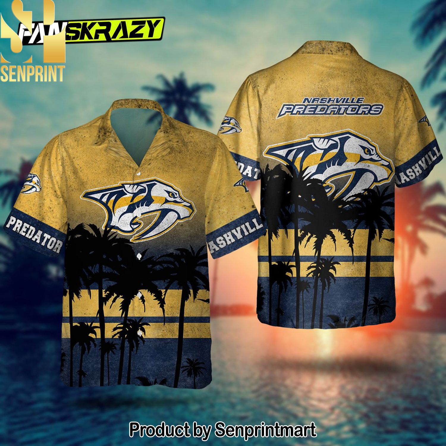 Nashville Predators NHL Unisex Full Printed Hawaiian Shirt and Shorts