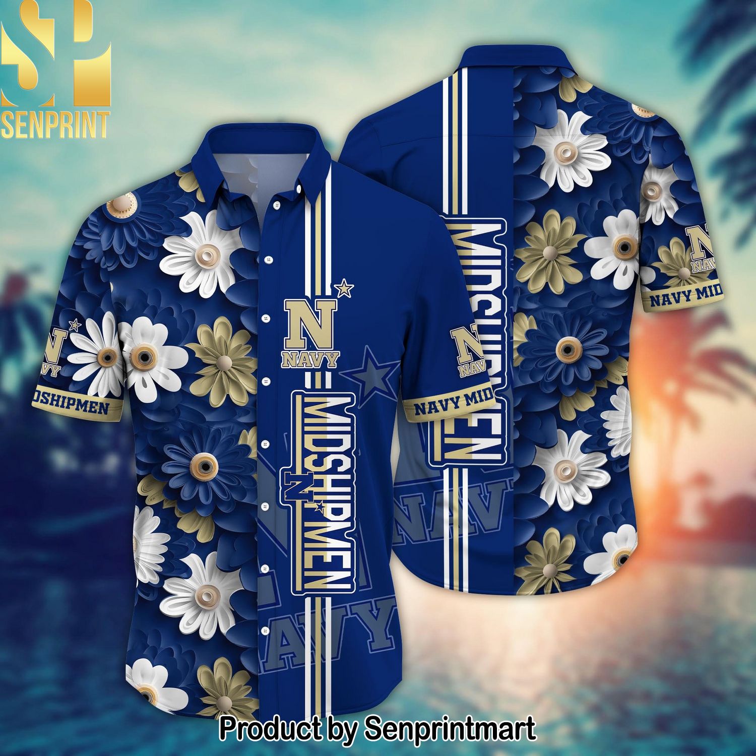 Navy Midshipmen NCAA Flower New Style Hawaiian Shirt and Shorts