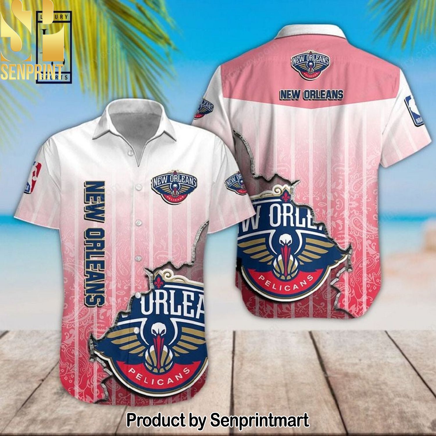 NBA New Orleans Pelicans All Over Printed 3D Hawaiian Shirt and Shorts