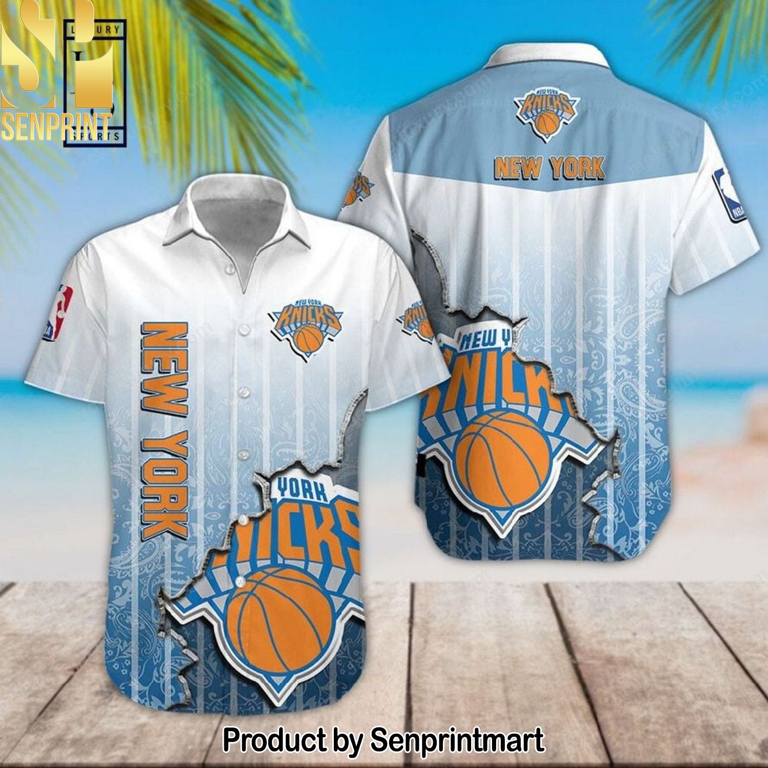 NBA New York Knicks Classic Full Print Hawaiian Shirt and Shorts