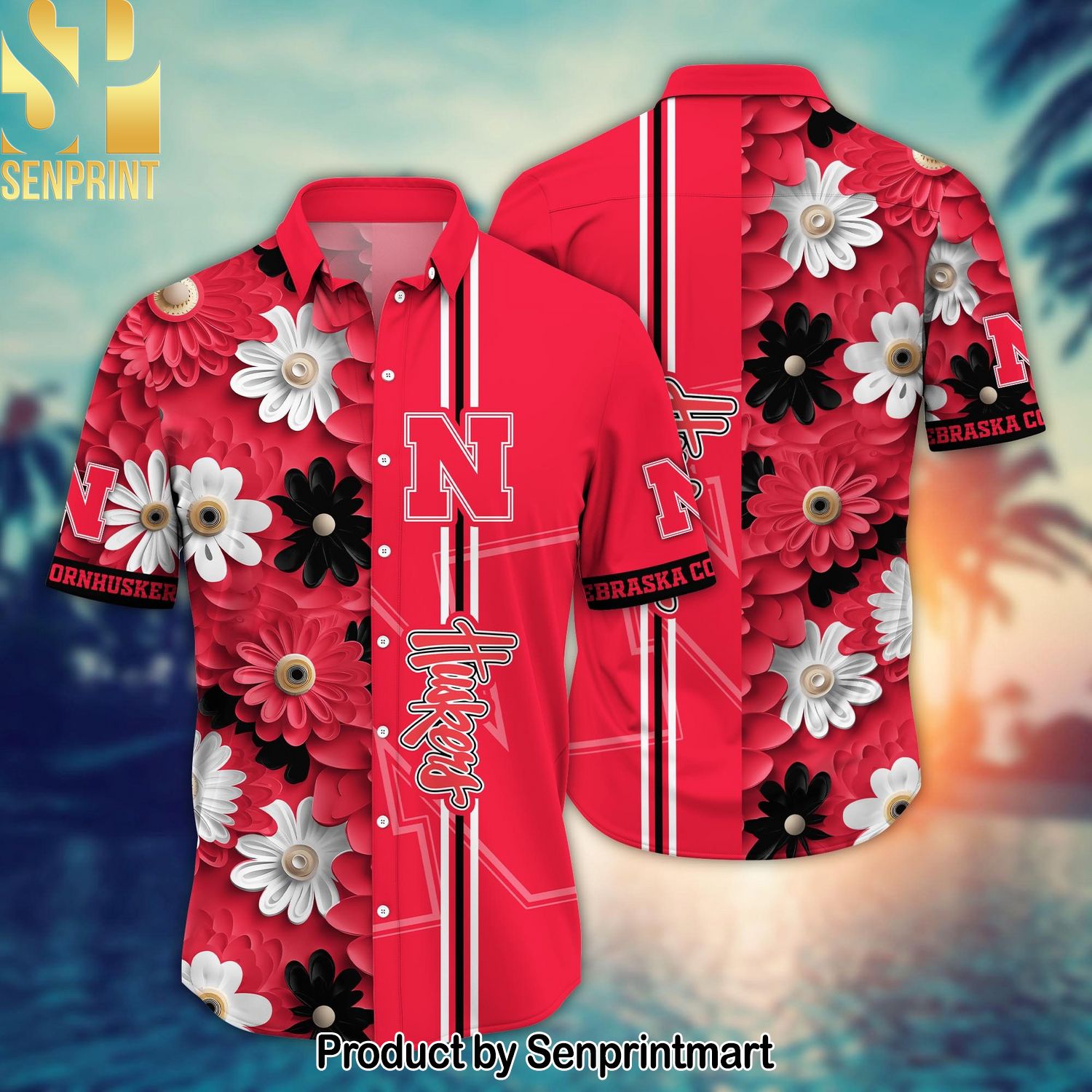 Nebraska Cornhuskers NCAA Flower Unique Full Print Hawaiian Shirt and Shorts