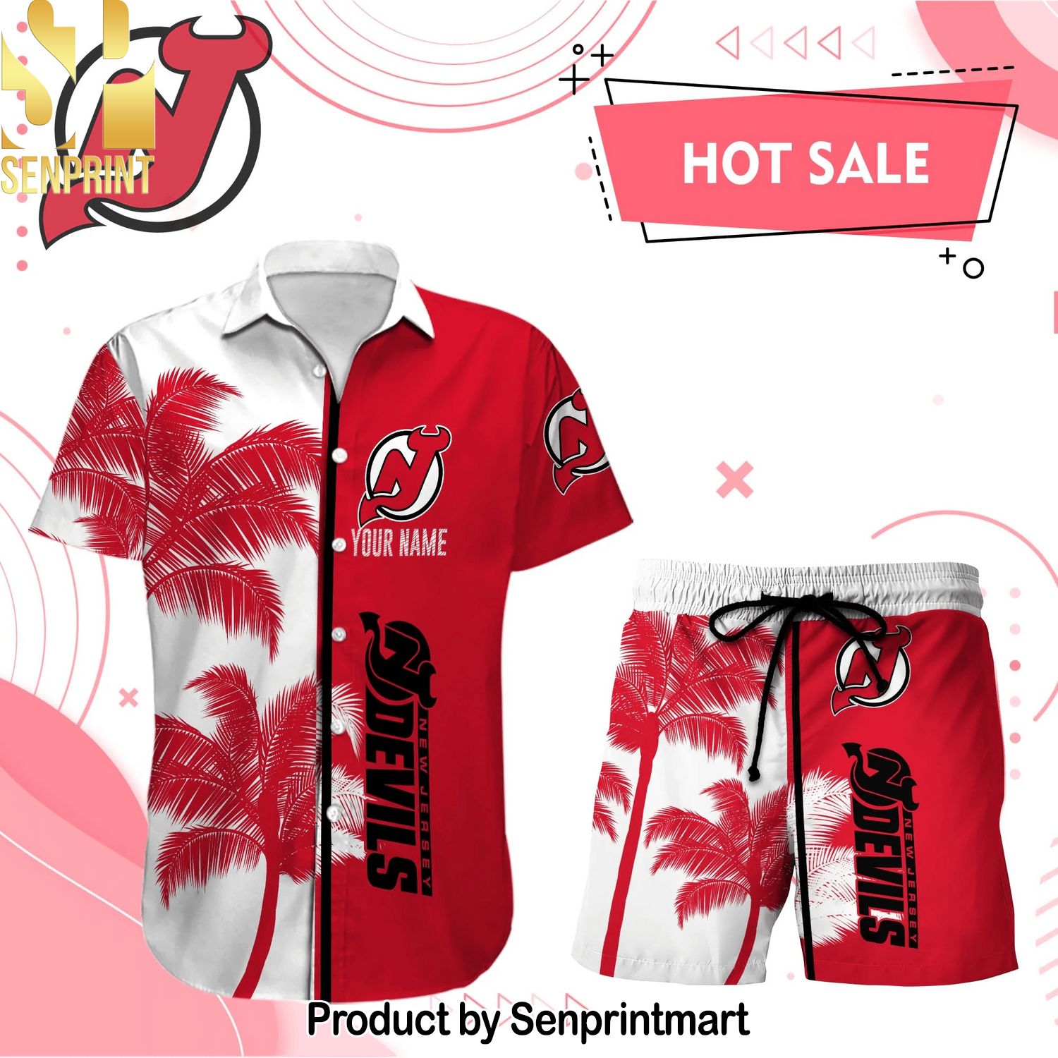 NEW JERSEY DEVILS NHL Gift Ideas Full Printed Hawaiian Shirt and Shorts