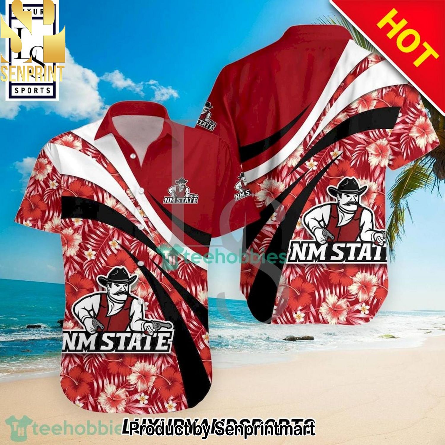 New Mexico State Aggies NCAA Hibiscus Tropical Flower Unique Hawaiian Shirt and Shorts