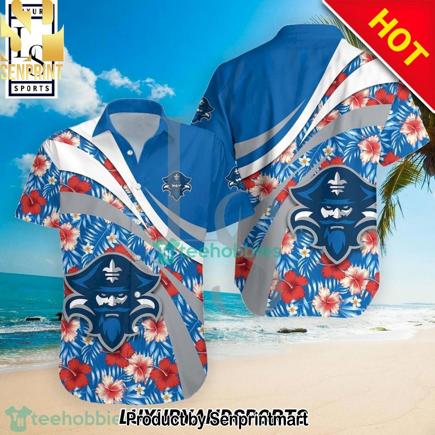 New Orleans Privateers NCAA Hibiscus Tropical Flower Gift Ideas Full Printing Hawaiian Shirt and Shorts