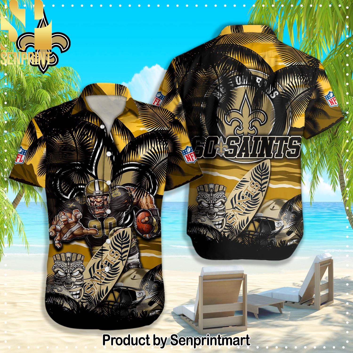 New Orleans Saints NFL High Fashion Full Printing Hawaiian Shirt and Shorts