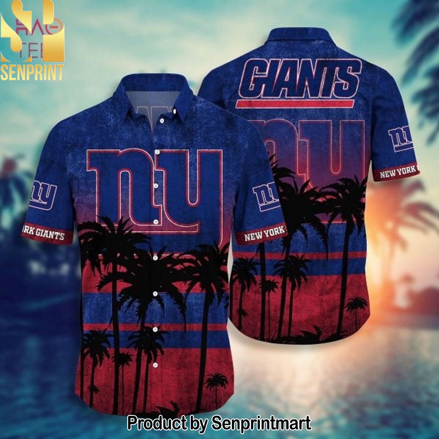 New York Giants NFL Casual Full Print Hawaiian Shirt and Shorts