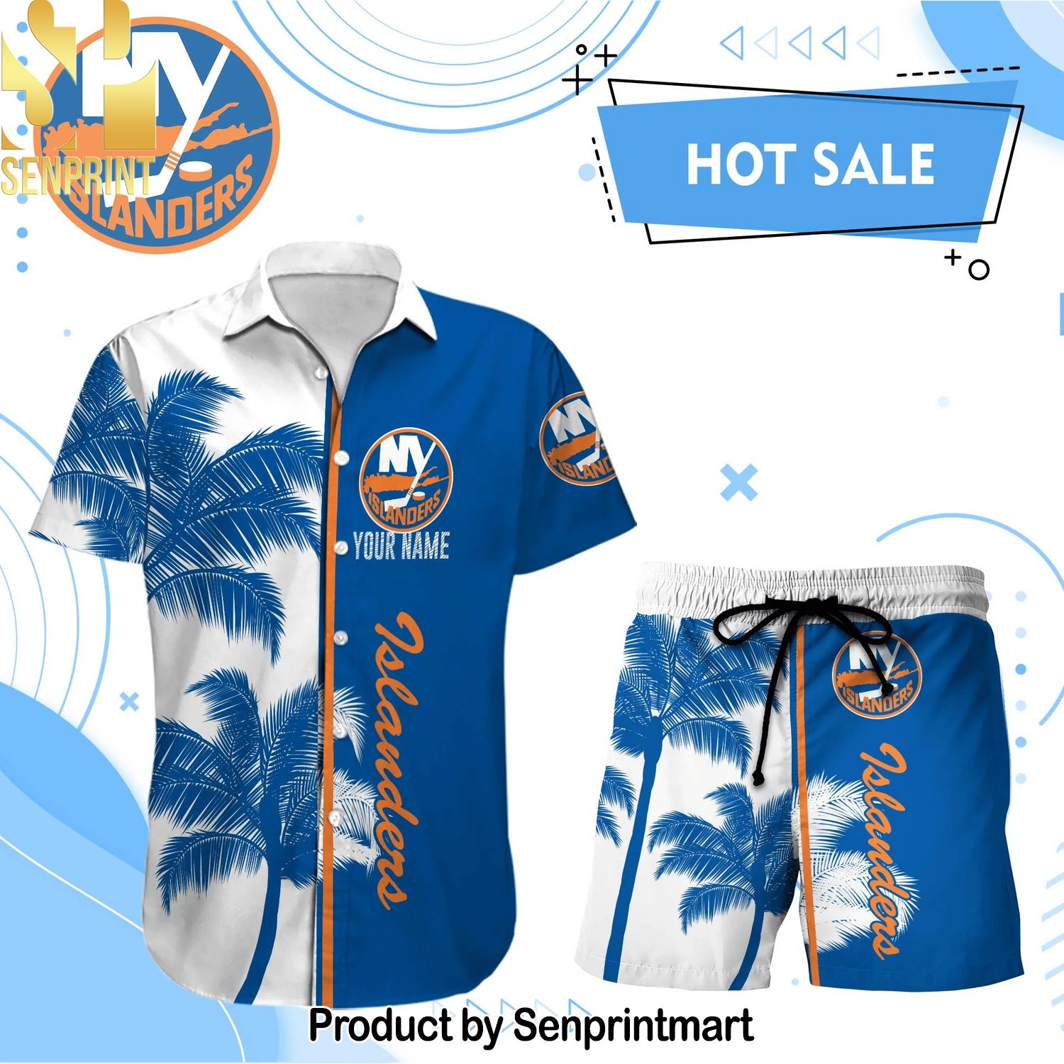 NEW YORK ISLANDERS NHL Gift Ideas Full Print Hawaiian Shirt and Shorts