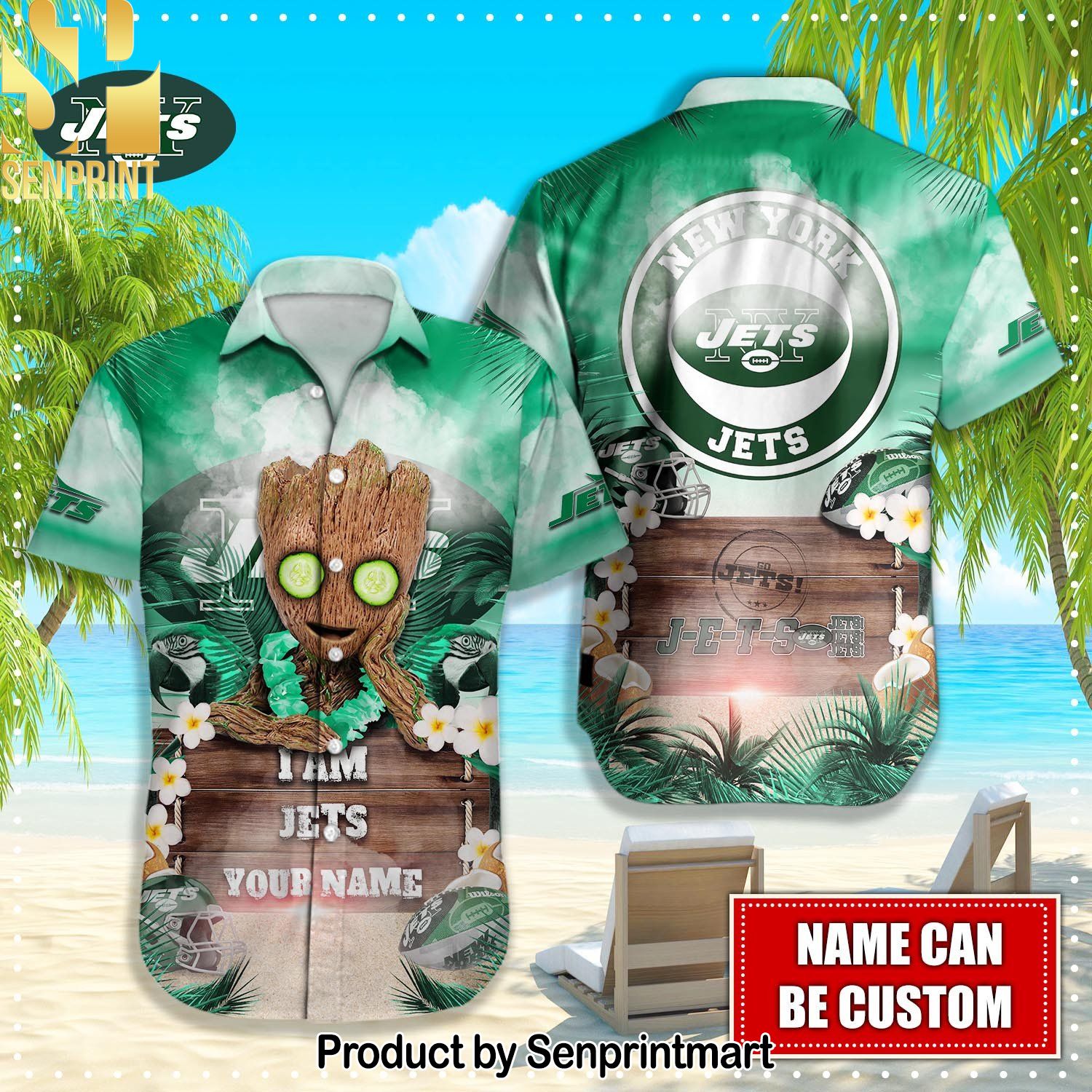 New York Jets NFL Casual Full Printing Hawaiian Shirt and Shorts