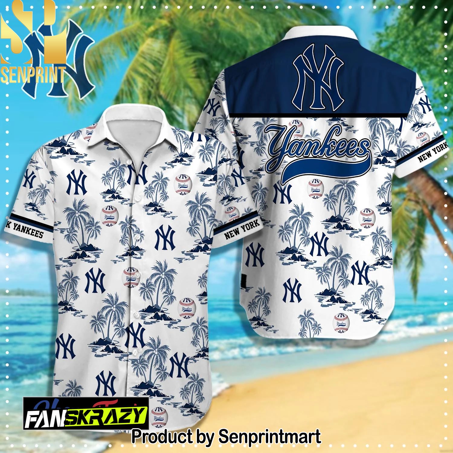 New York Yankees MLB Classic Full Printing Hawaiian Shirt and Shorts