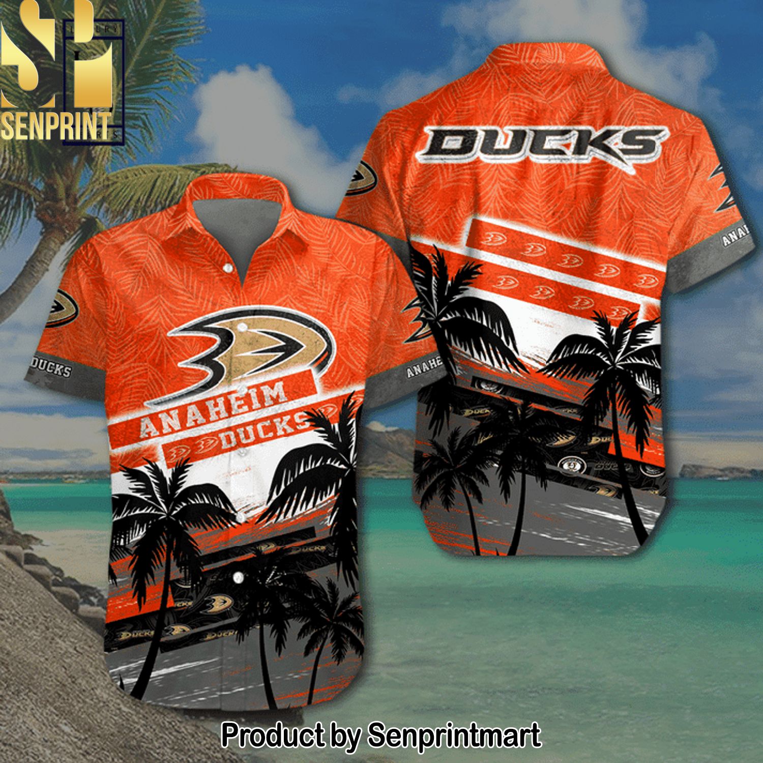 NHL Anaheim Ducks Classic All Over Printed Hawaiian Shirt and Shorts