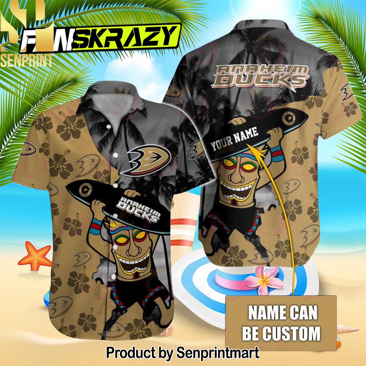 NHL Anaheim Ducks Native Hot Outfit Hawaiian Shirt and Shorts