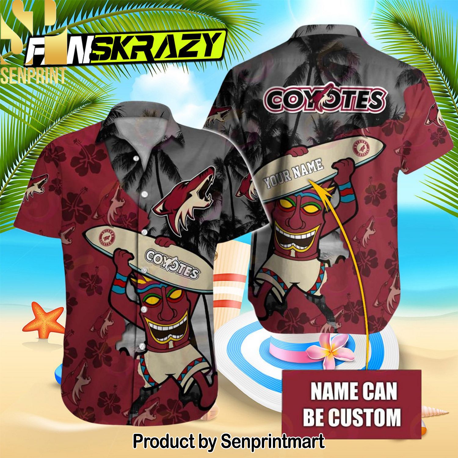 NHL Arizona Coyotes Native Pattern All Over Print Hawaiian Shirt and Shorts