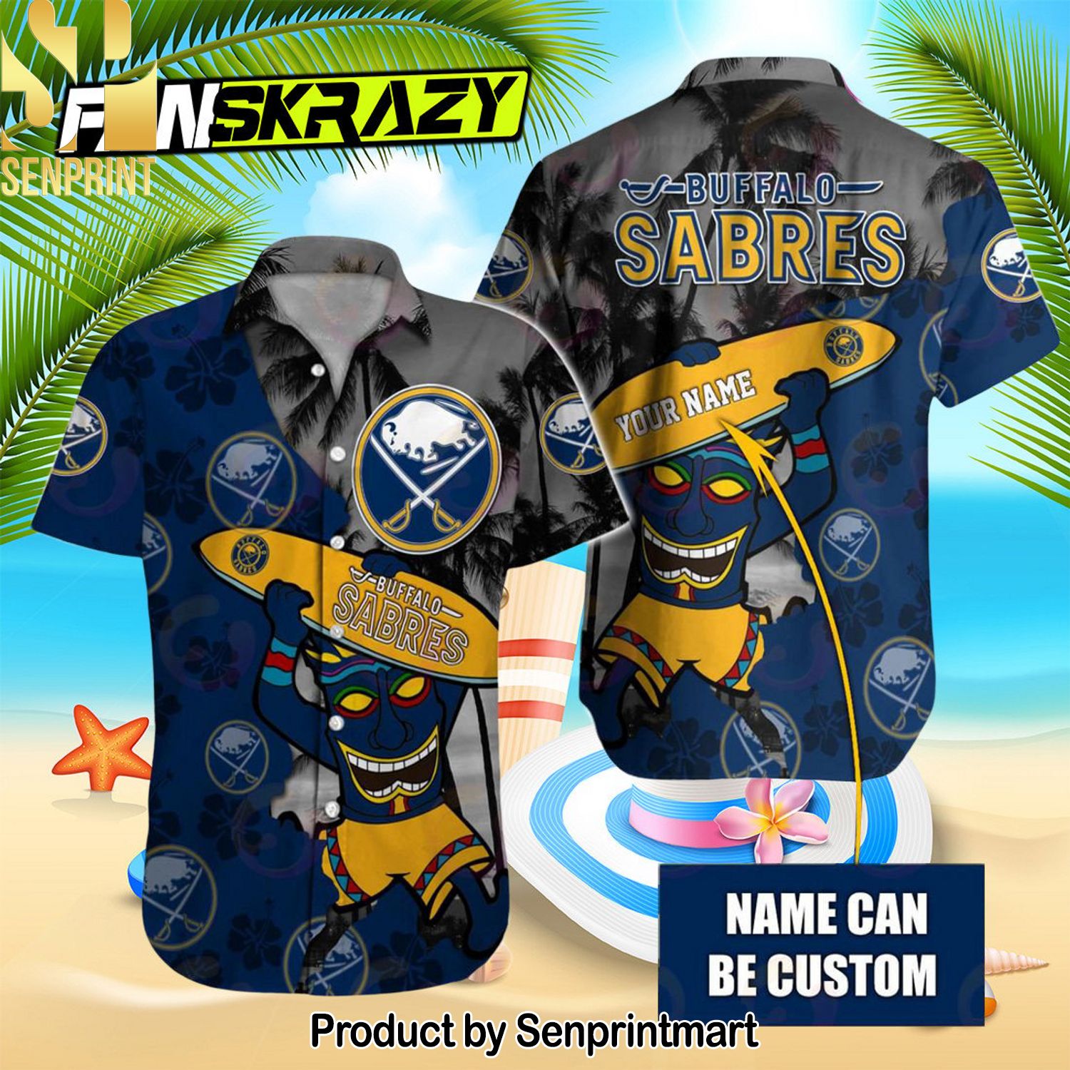 NHL Buffalo Sabres Native New Style Hawaiian Shirt and Shorts
