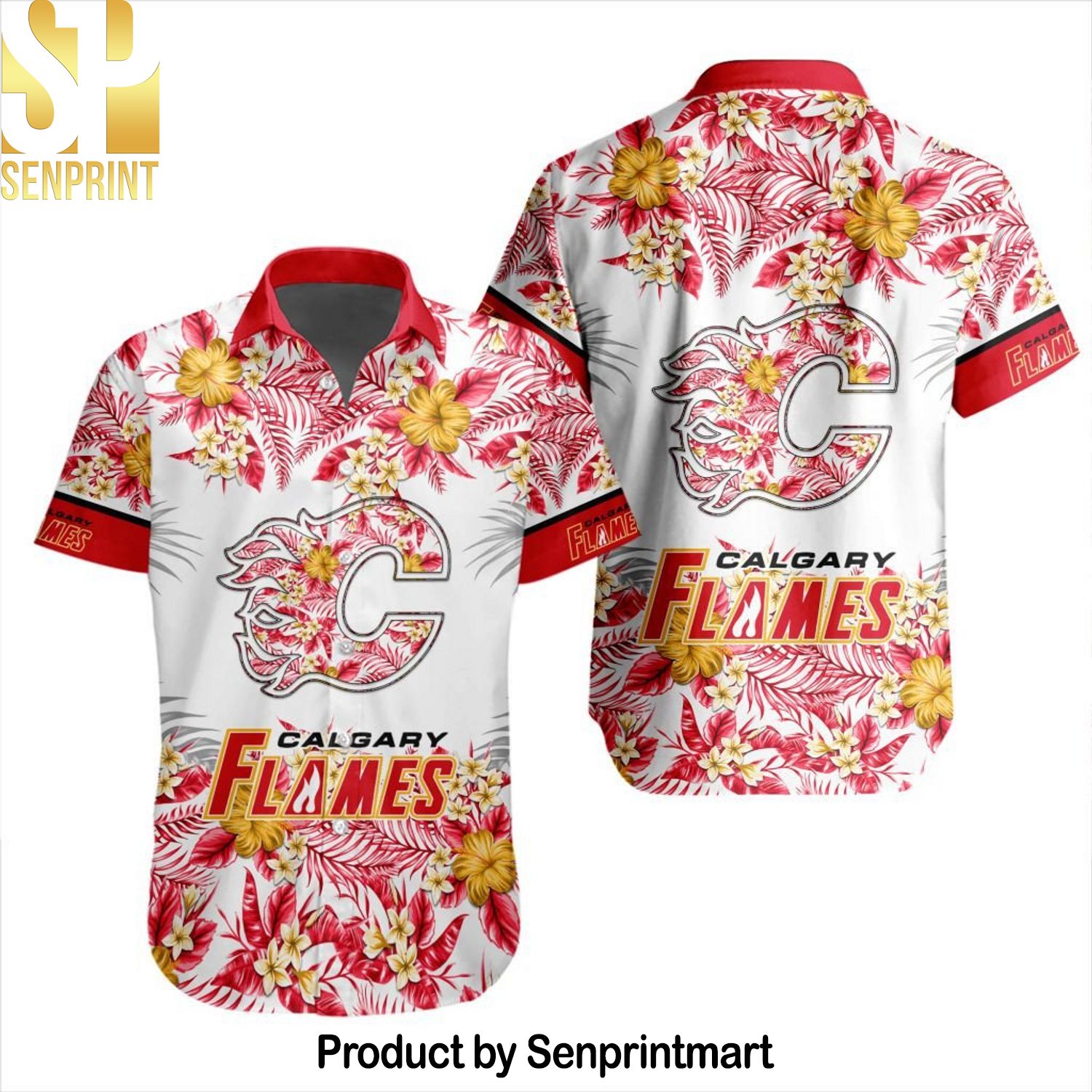 NHL Calgary Flames Classic Full Printing Hawaiian Shirt and Shorts