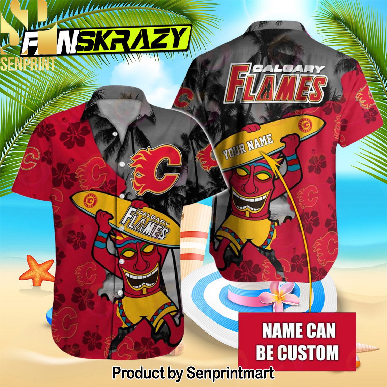 NHL Calgary Flames Native Hypebeast Fashion Hawaiian Shirt and Shorts