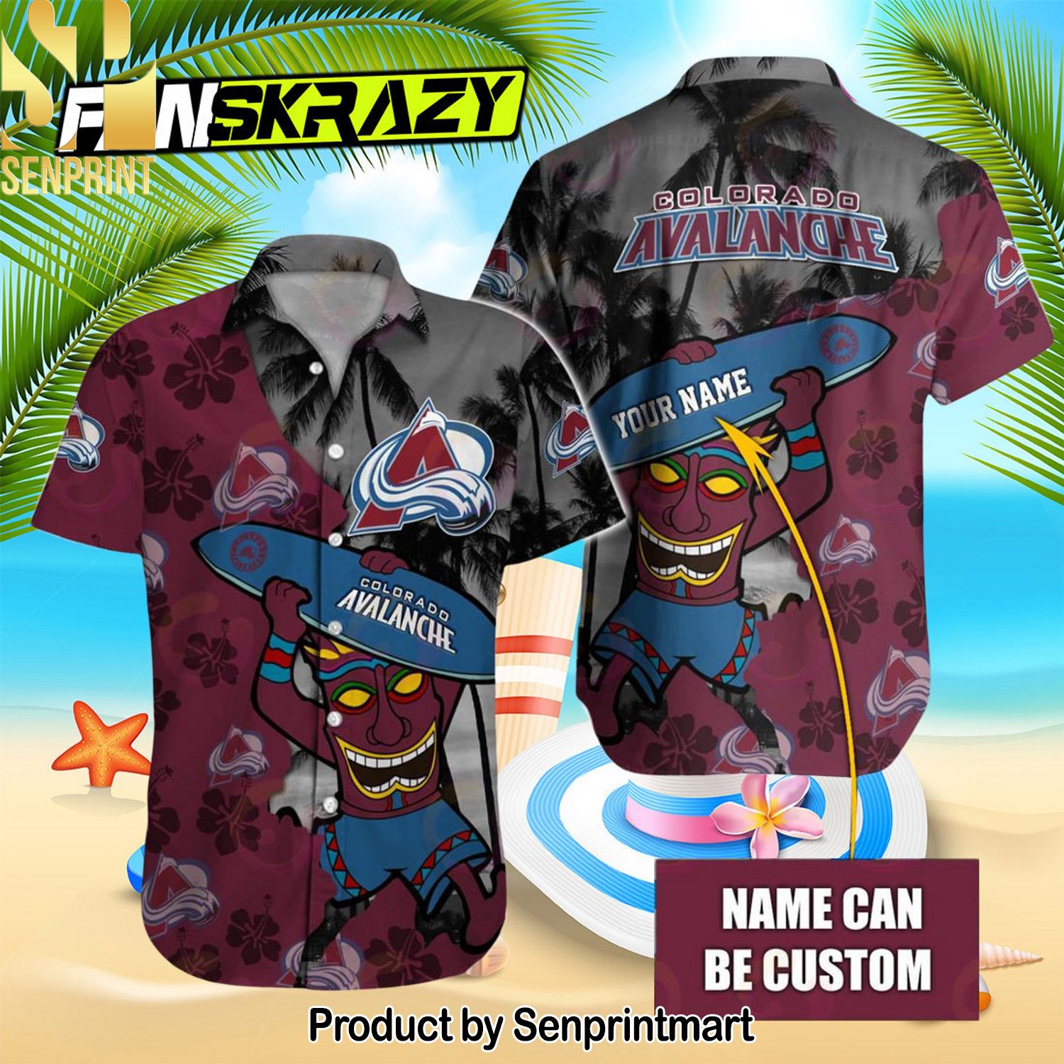 NHL Colorado Avalanche Native Casual Full Print Hawaiian Shirt and Shorts