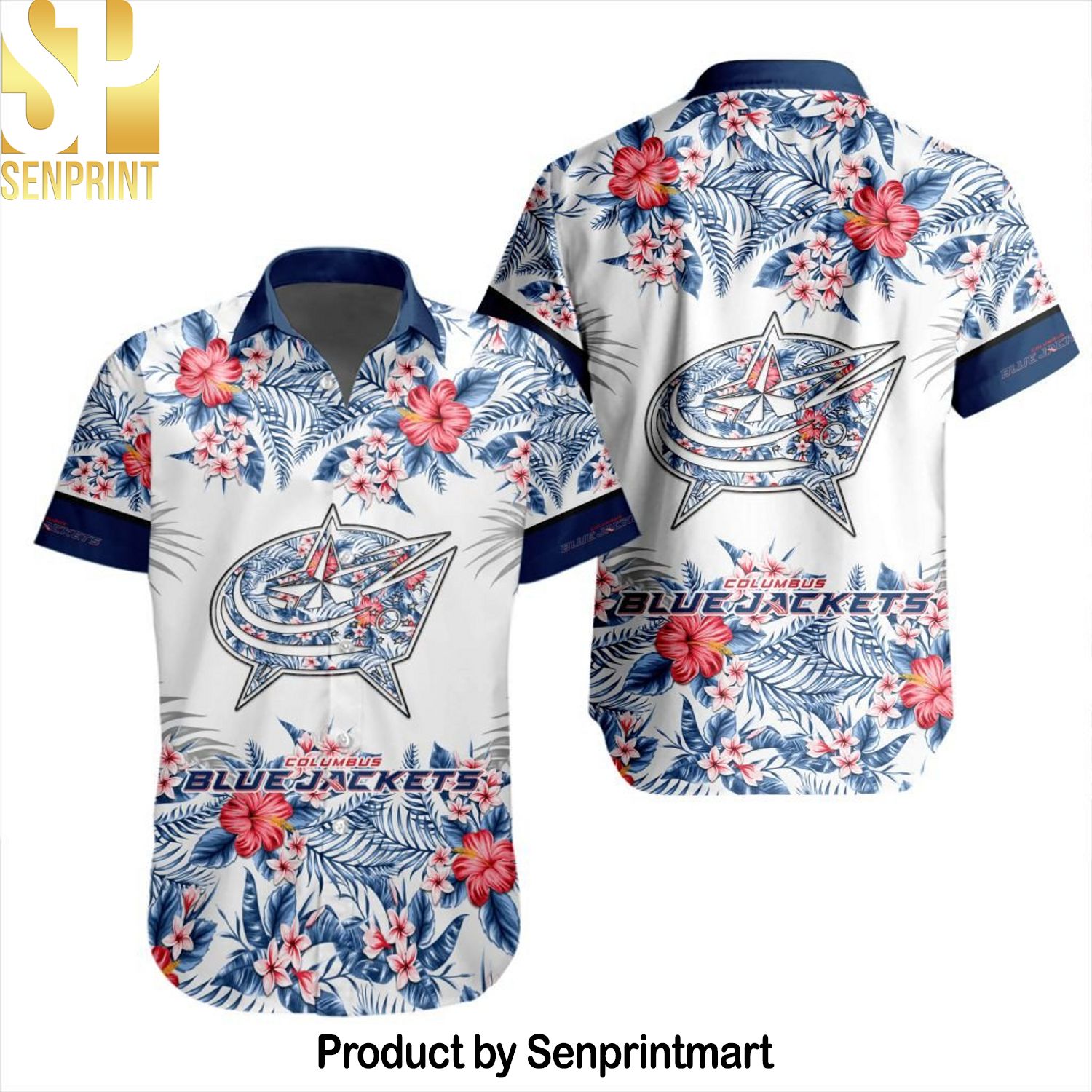NHL Columbus Blue Jackets All Over Printed 3D Hawaiian Shirt and Shorts