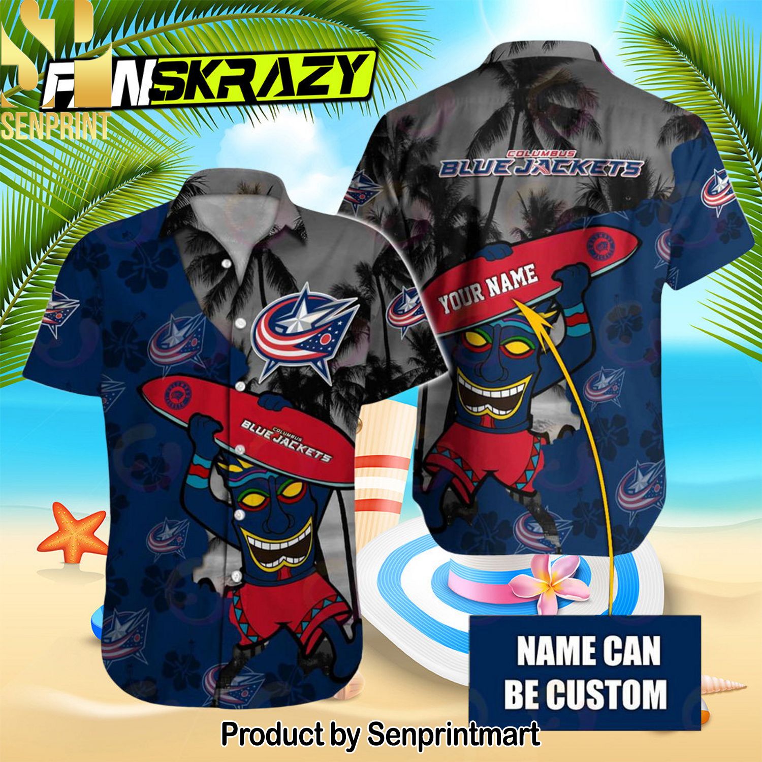 NHL Columbus Blue Jackets Native Gift Ideas 3D Hawaiian Shirt and Shorts