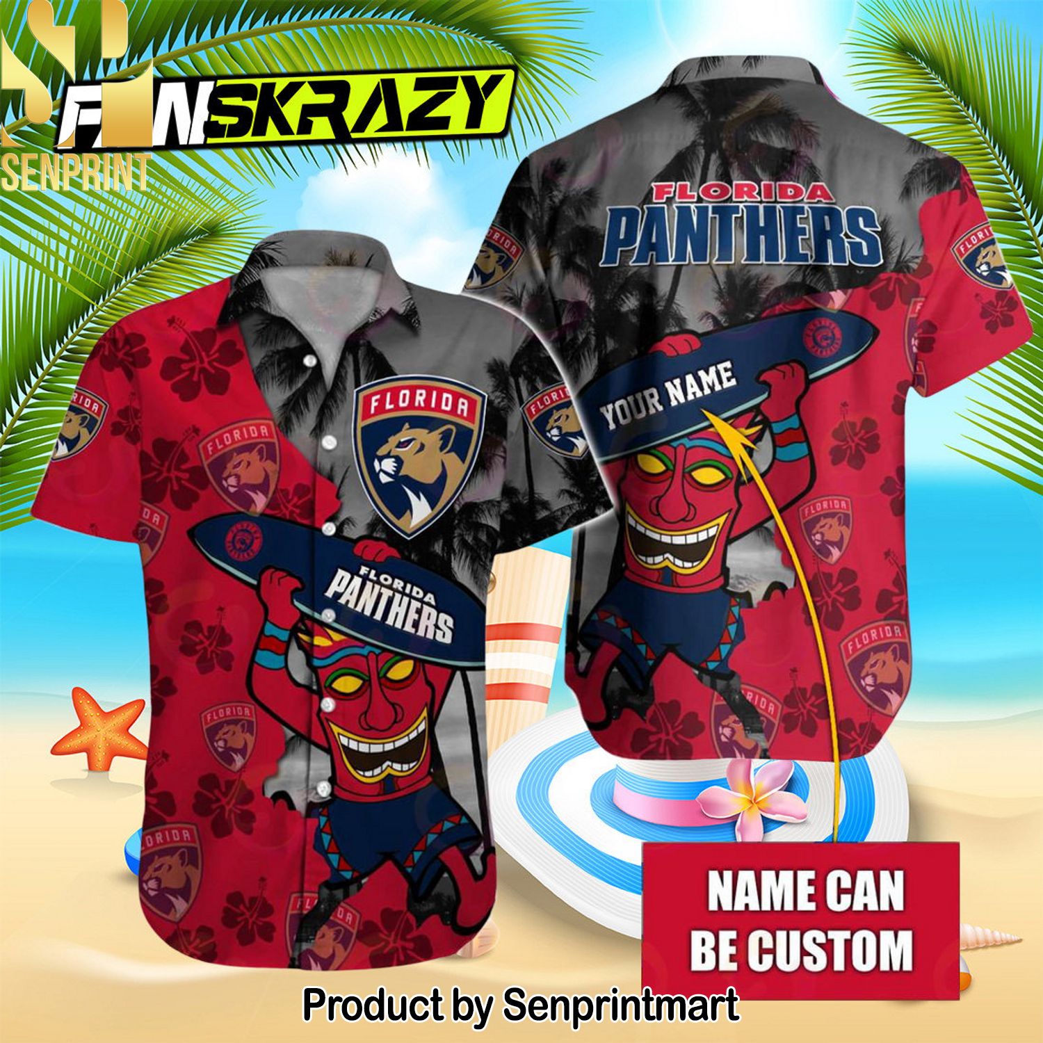 NHL Florida Panthers Native Pattern Full Printed Hawaiian Shirt and Shorts