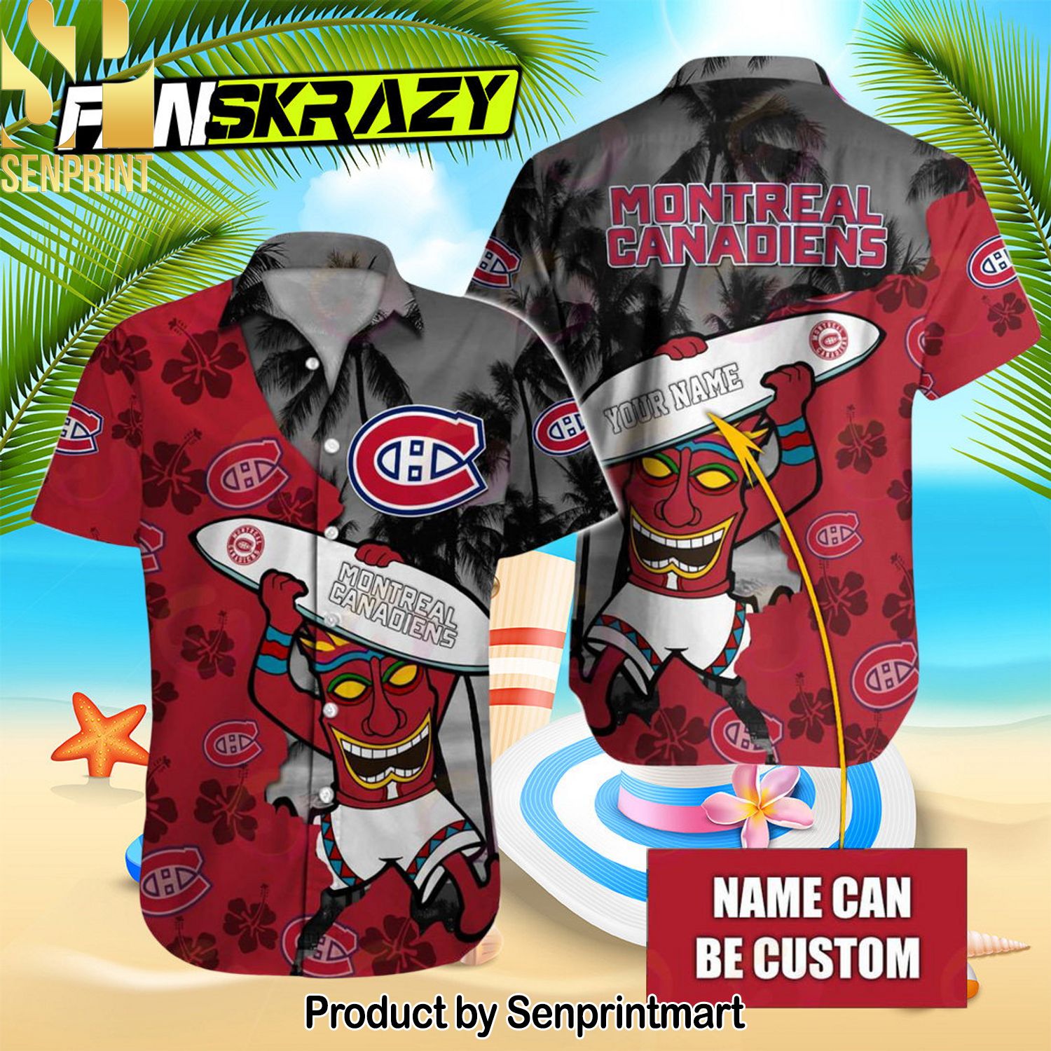 NHL Montreal Canadiens Native Casual 3D Hawaiian Shirt and Shorts