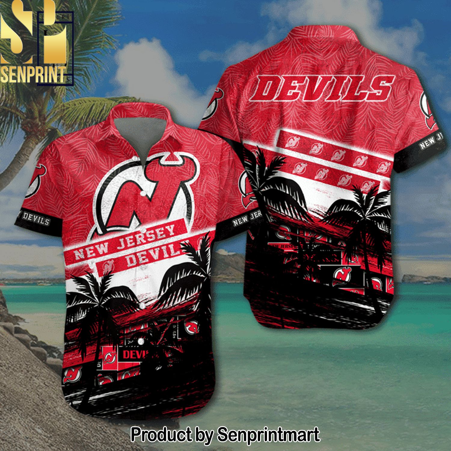 NHL New Jersey Devils All Over Printed 3D Hawaiian Shirt and Shorts