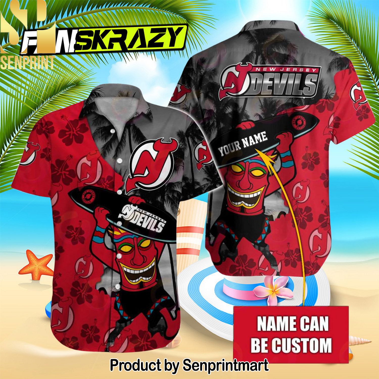 NHL New Jersey Devils Native Pattern Full Print Hawaiian Shirt and Shorts